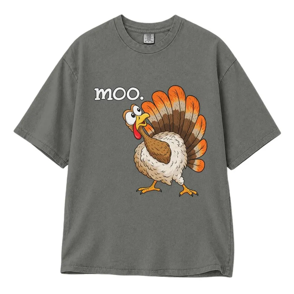 Funny Turkey Moo Cow Shirt, Thanksgiving Animal Pun for Women and Men, Tee, Hoodie, Sweatshirt - 1