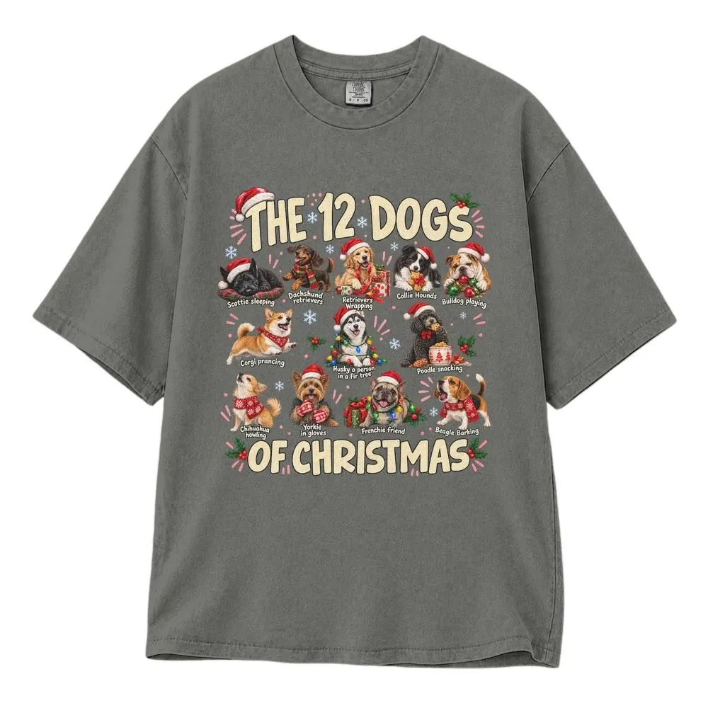 12 Dogs of Christmas Shirt, Dog Christmas Sweater Gift for Dog Lovers, Funny Vintage Holiday Tee, Hoodie, Sweatshirt - 1
