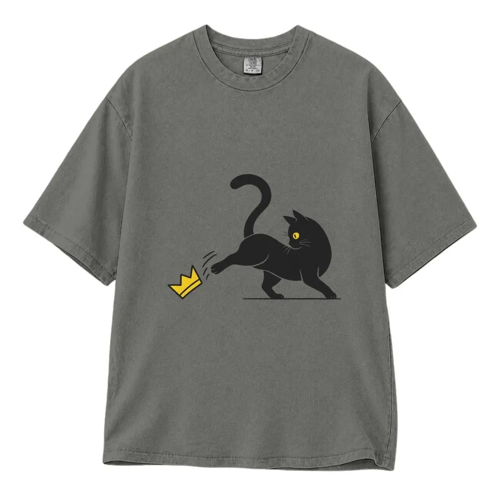 No Kings Black Cat Kicking Crown Shirt, Political Statement Tee, Tee, Hoodie, Sweatshirt - 1