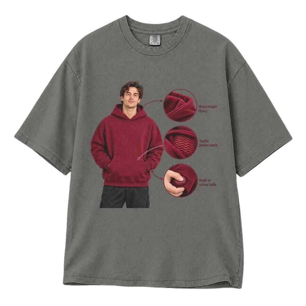 Sensory Shirt with Built-In Stress Balls and Tactile Pocket Patch, Unisex Comfort Wear, Tee, Hoodie, Sweatshirt - 1