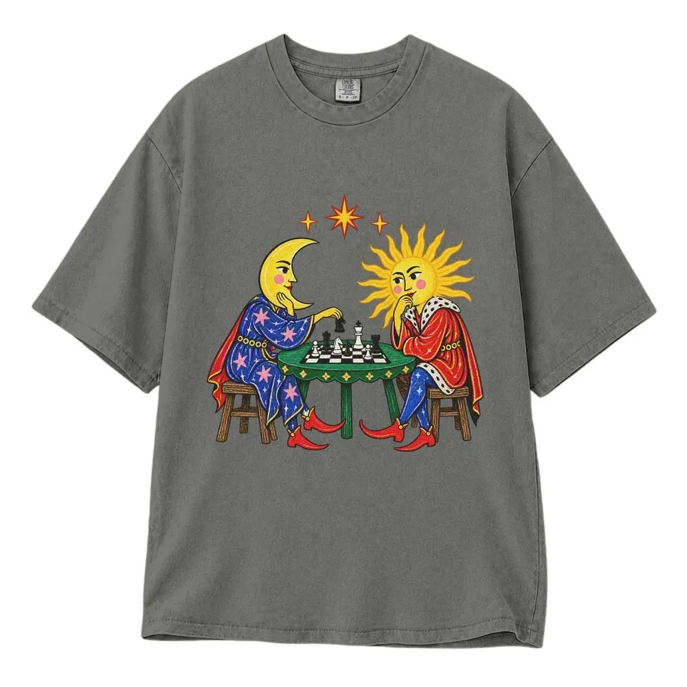 Sun and Moon Chess Folk Art Shirt, tshirt colors, Whimsical Medieval Style, Tee, Hoodie, Sweatshirt - 1
