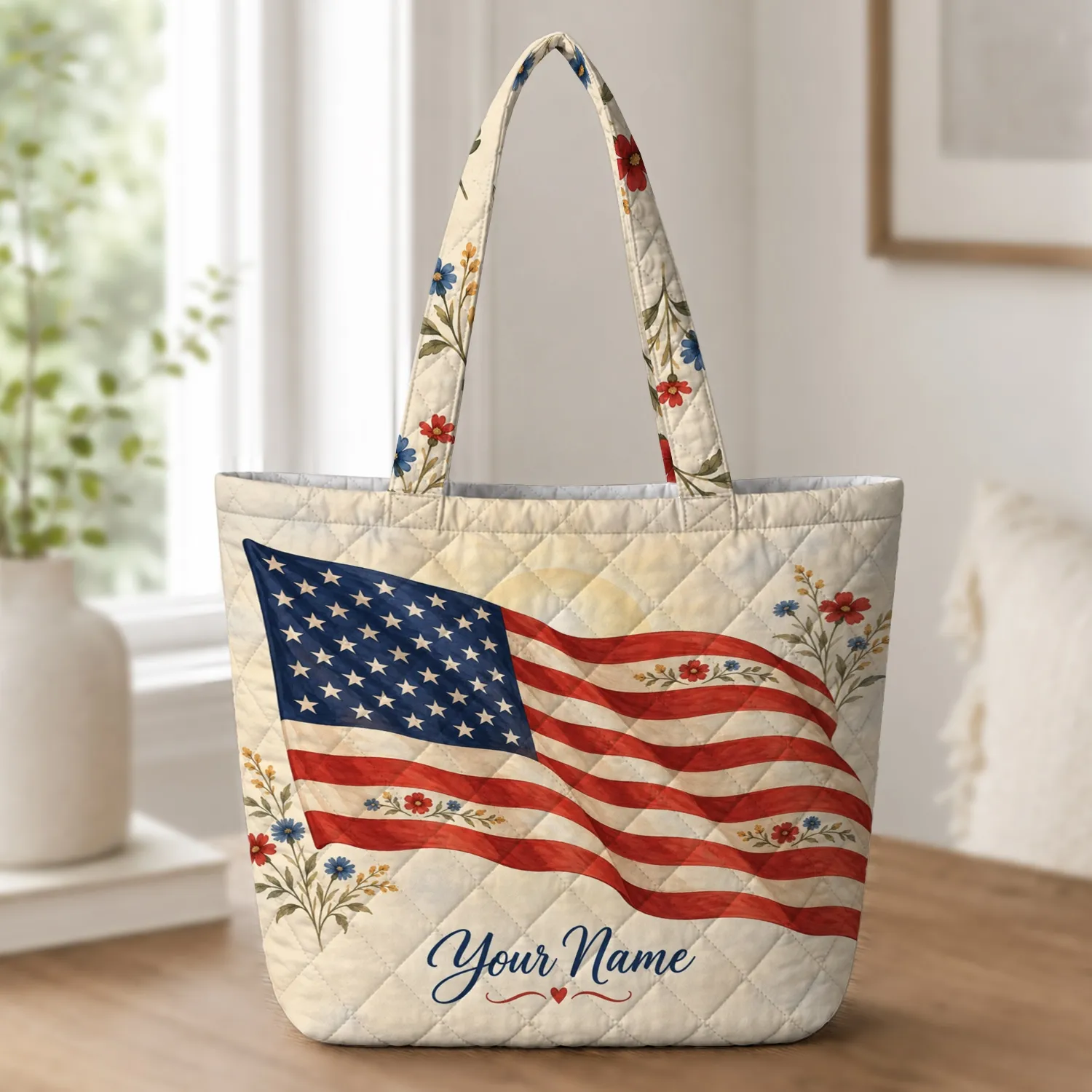 American Flag Stars And Stripes For Independence Day Celebrations And Summer Gatherings Quilted Tote Bag - 1