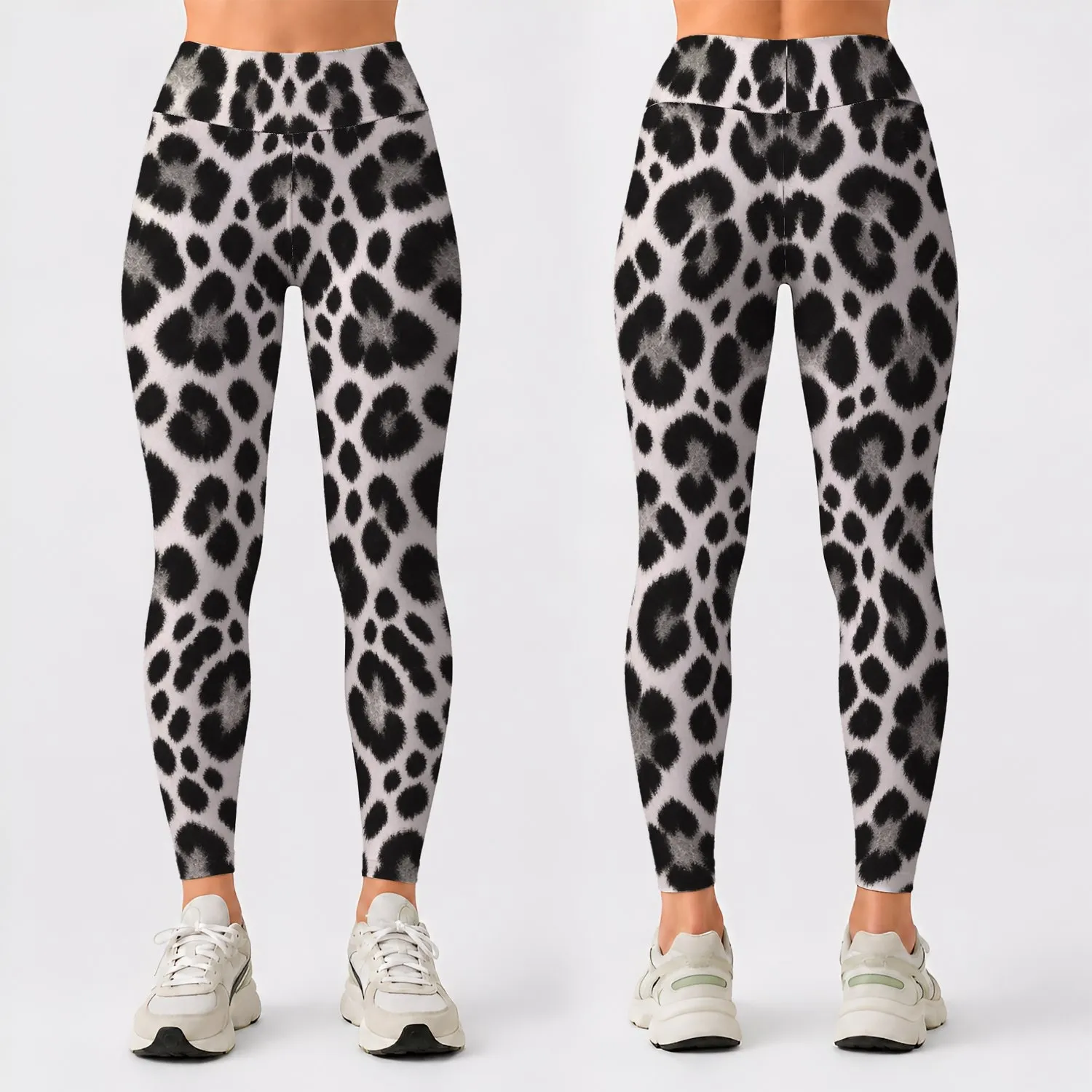 Black And White Leopard Spots For Spring Outfits And Everyday Casual Style For Women Leggings - 1