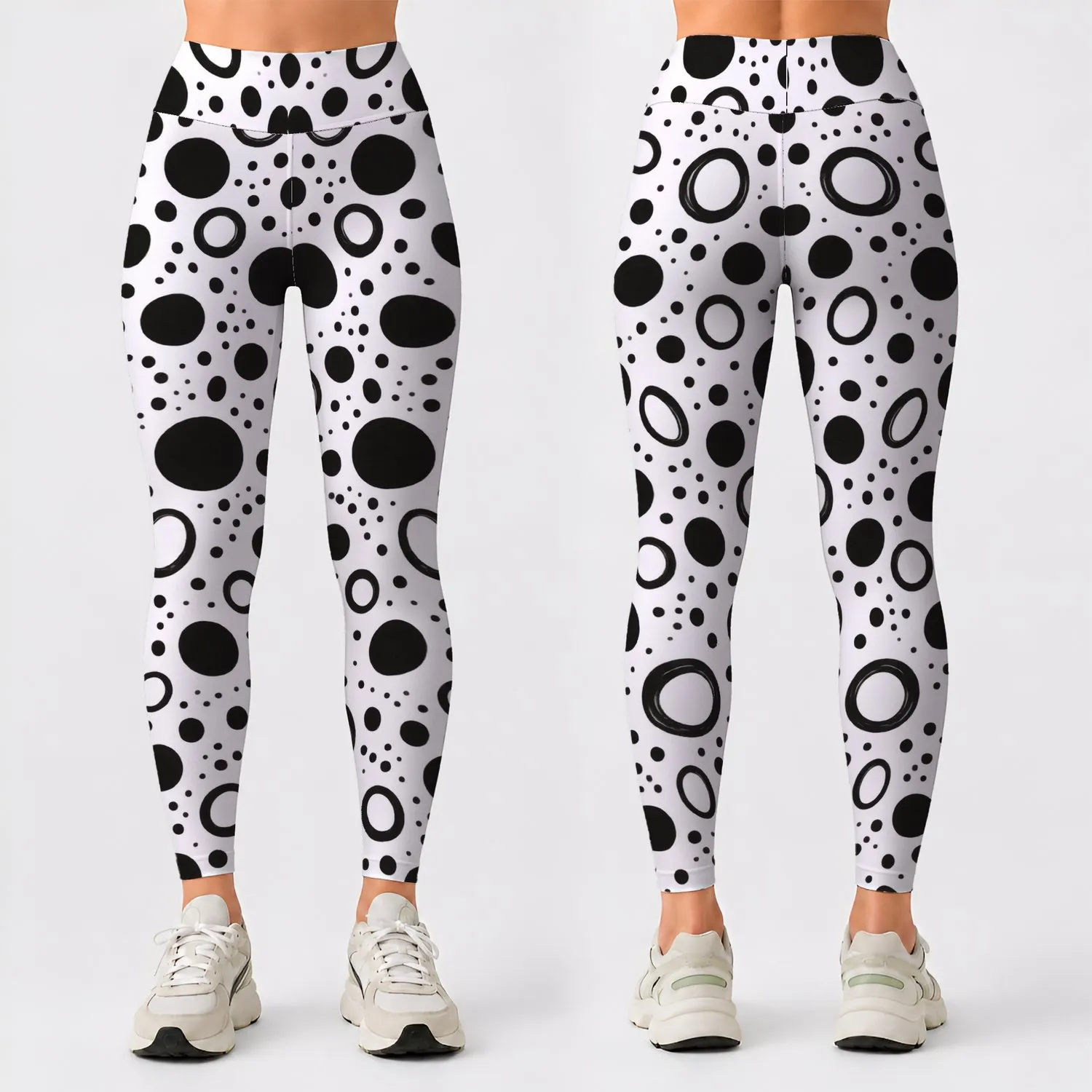 Black And White Abstract Spots For Casual Everyday Style And Weekend Outings Leggings - 1