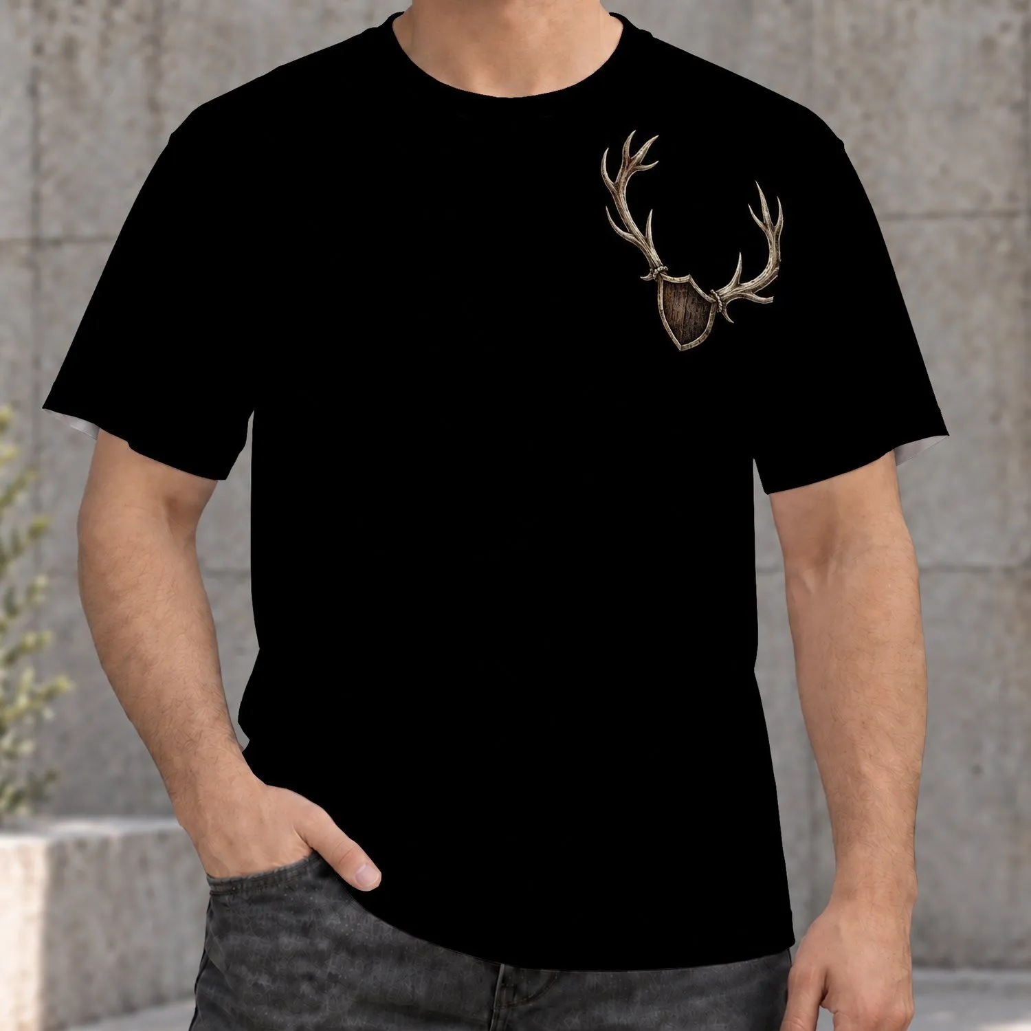 Deer Antler Crest for Hunting Season, Camping and Backwoods Outdoor Adventures All-over Print Unisex T-shirt - 1