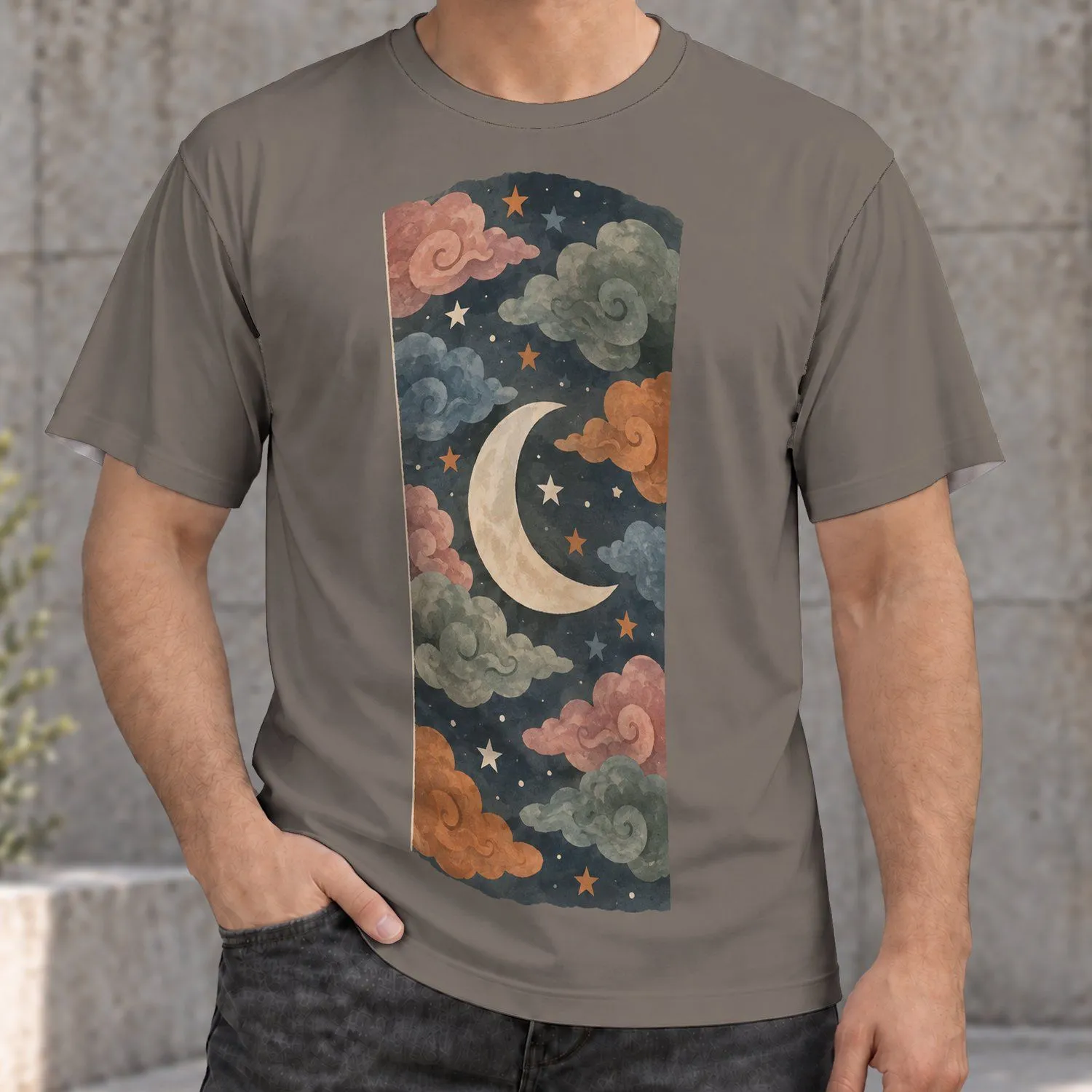 Dreamy Moon and Swirling Clouds for Relaxed Nights, Casual Outings and Gift Giving All-over Print Unisex T-shirt - 1