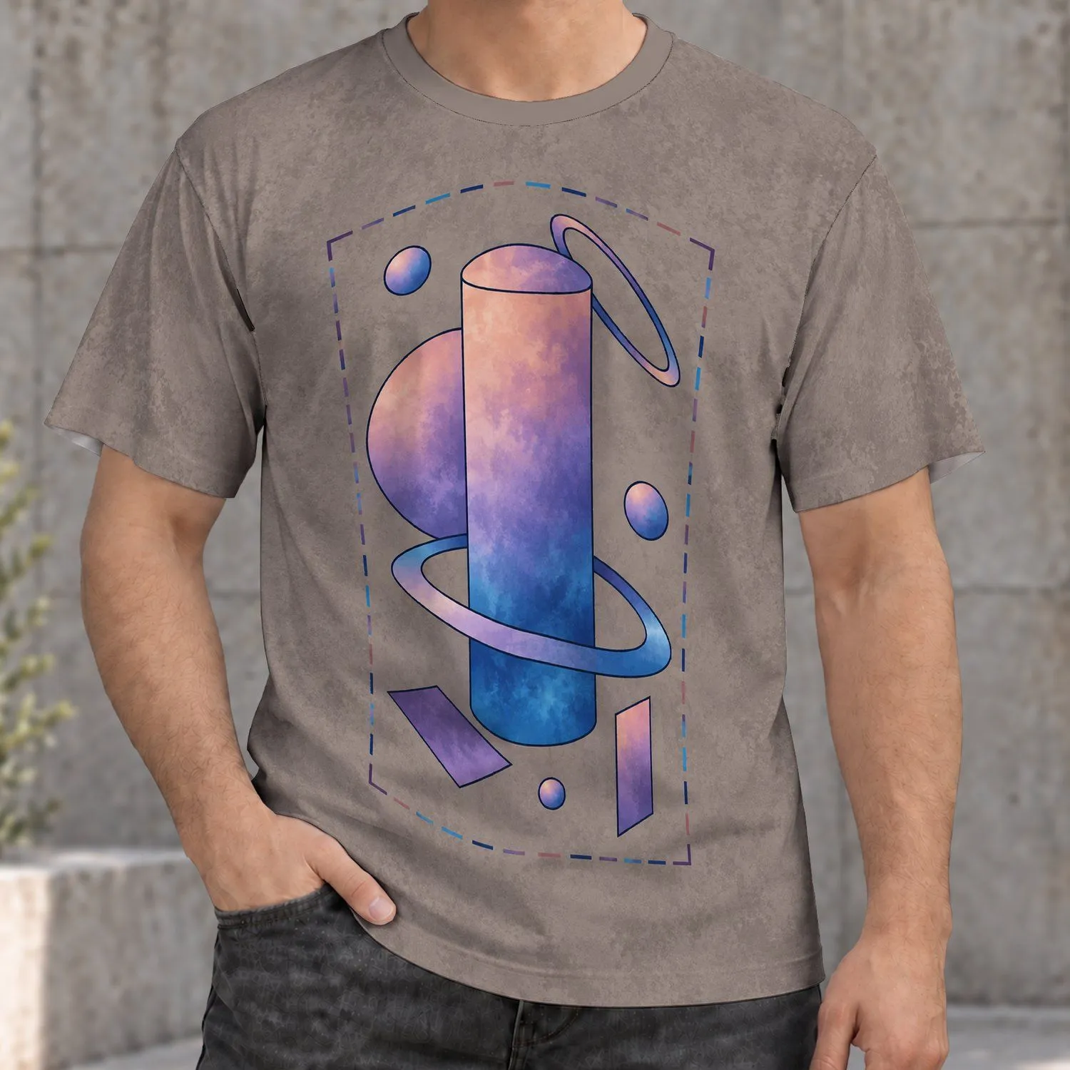 Abstract Planet Geometry for Creative Everyday Style and Casual Streetwear Fans All-over Print Unisex T-shirt - 1