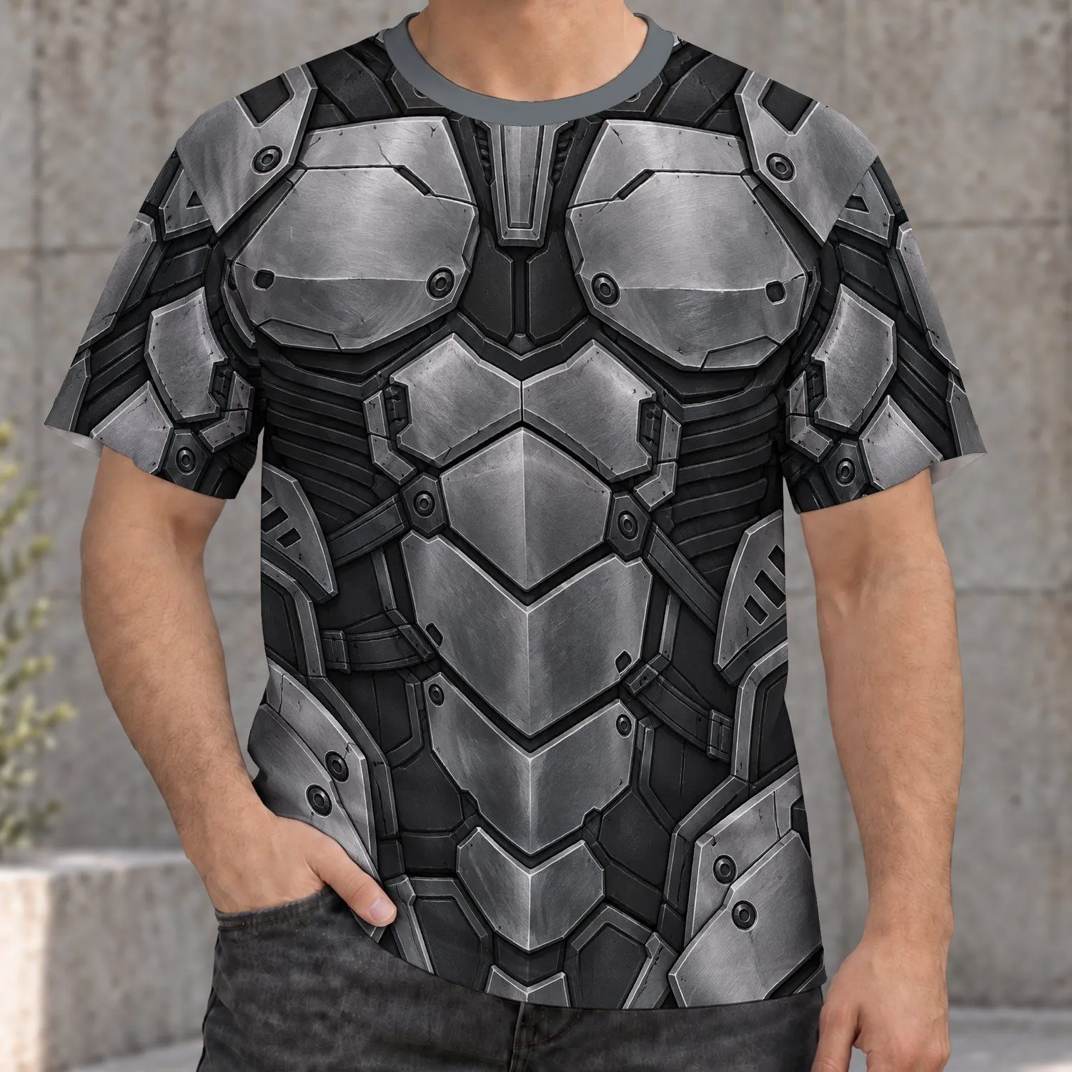 Silver Futuristic Armor Style for Cosplay, Conventions And Everyday Sci-Fi Fans All-over Print Unisex T-shirt - 1