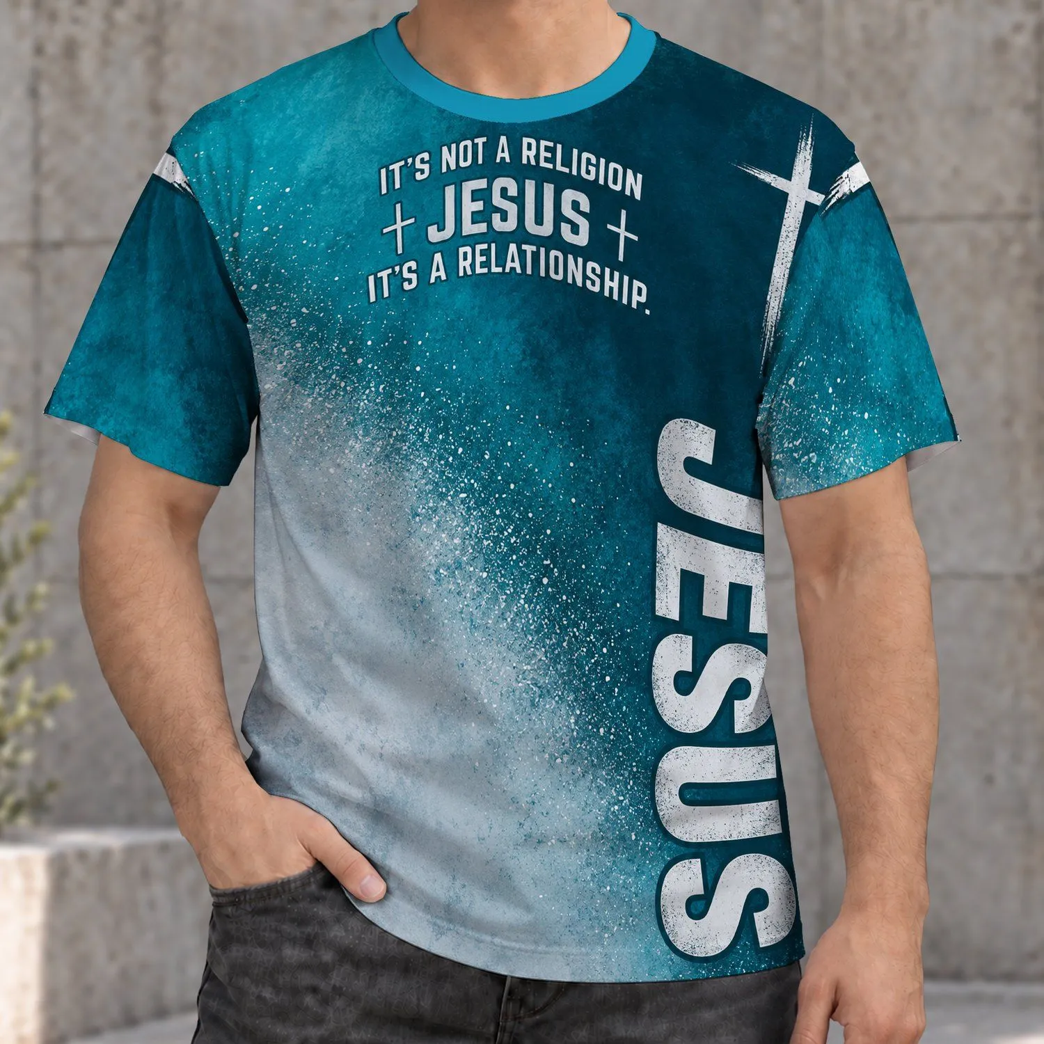 Christian faith message Jesus lettering Christian Cross And Jesus Message For Everyday Faith All-over Print Unisex T-shirt - 1