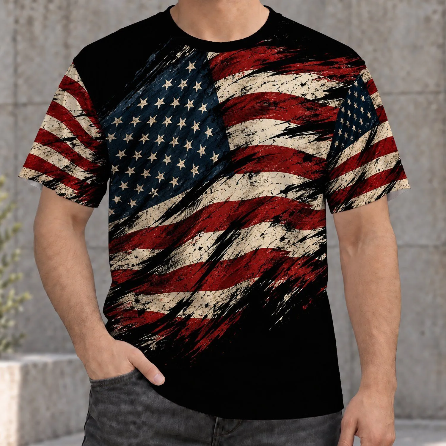 Distressed American Flag For Summer Celebrations And Outdoor Adventures All-over Print Unisex T-shirt - 1