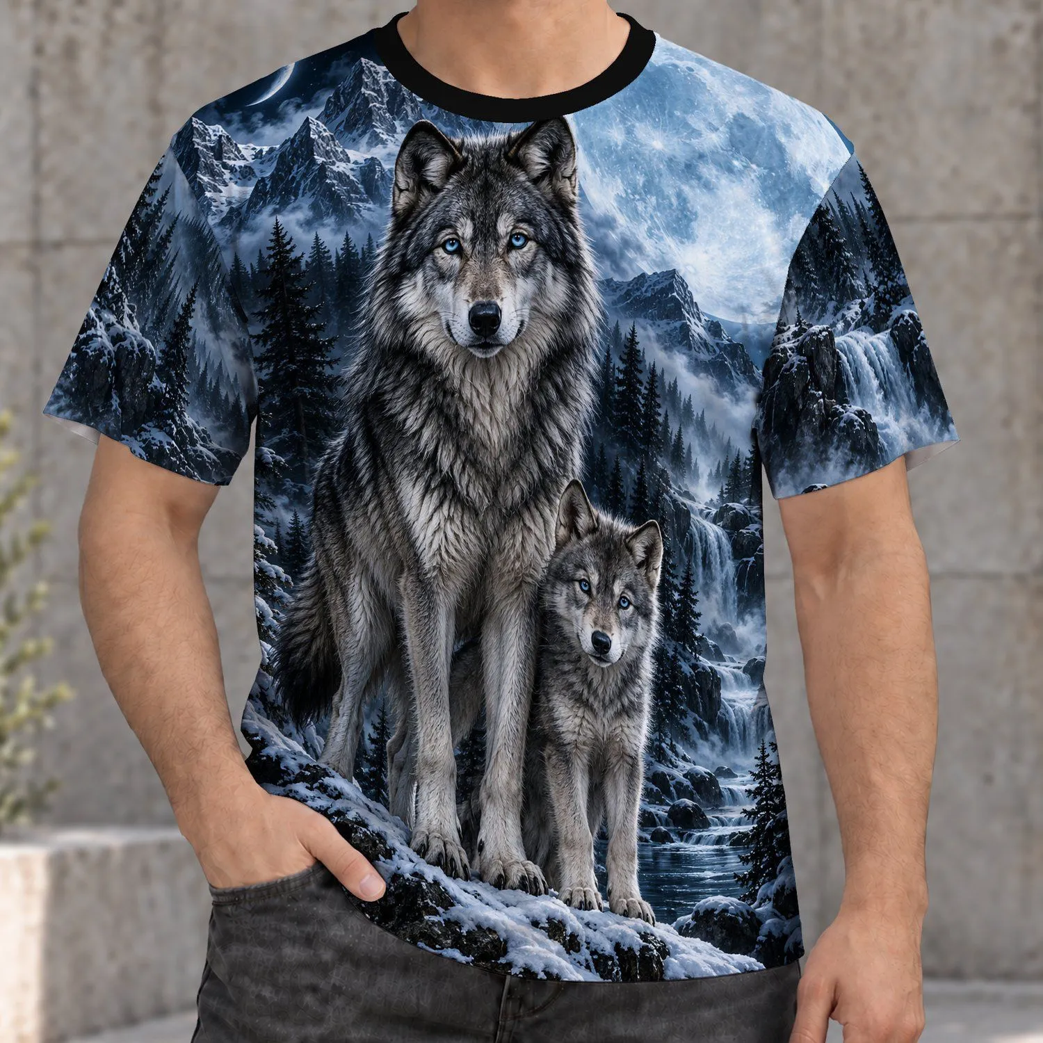 Howling Wolf And Moonlit Forest For Outdoor Adventure And Wildlife Lovers And Nature Fans All-over Print Unisex T-shirt - 1