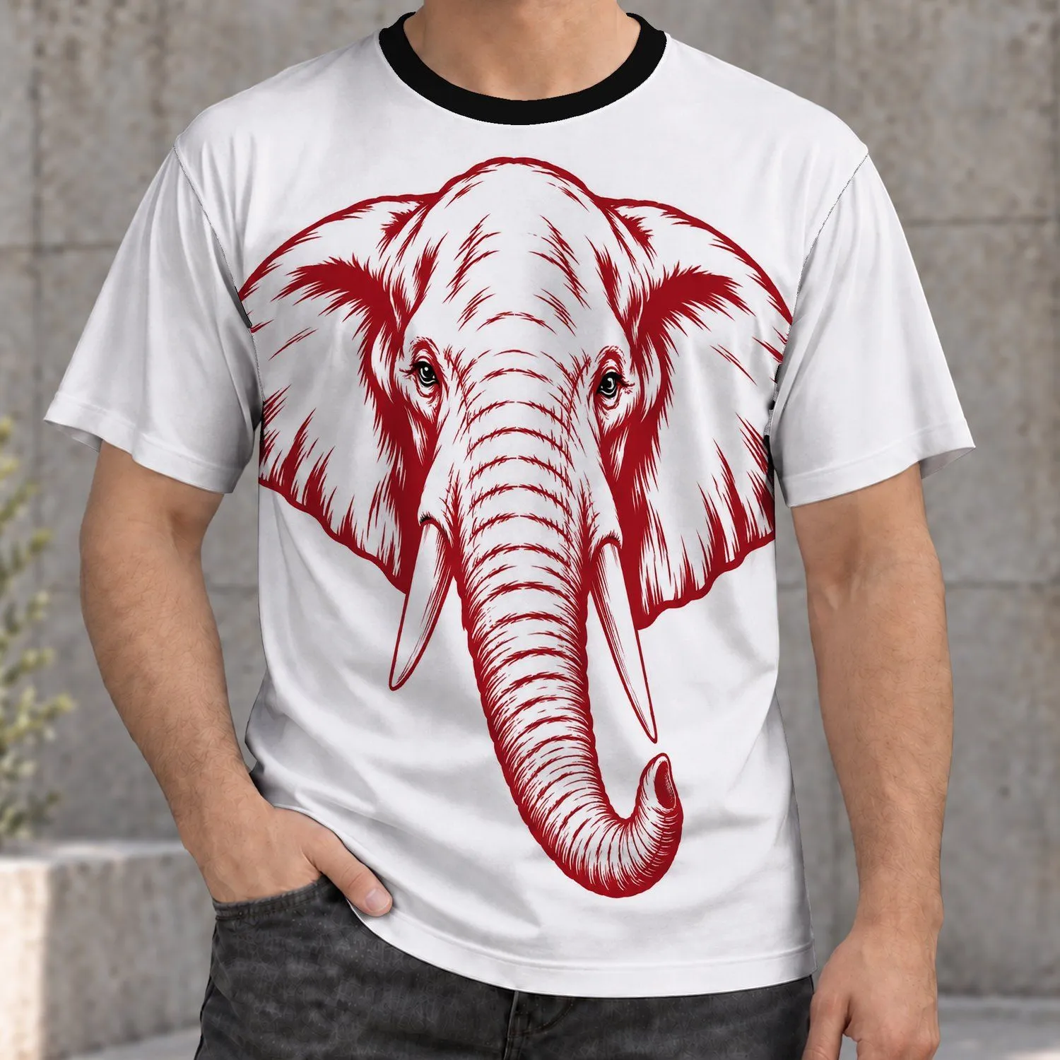 Crimson Elephant Emblem for Game Day, Campus Spirit and Casual Weekend Wear Gift All-over Print Unisex T-shirt - 1
