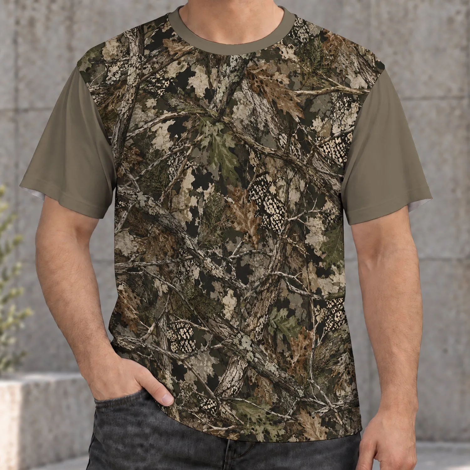 Woodland Branches, Leaves and Netting for Outdoor Hunting and Forest Exploration Trips All-over Print Unisex T-shirt - 1