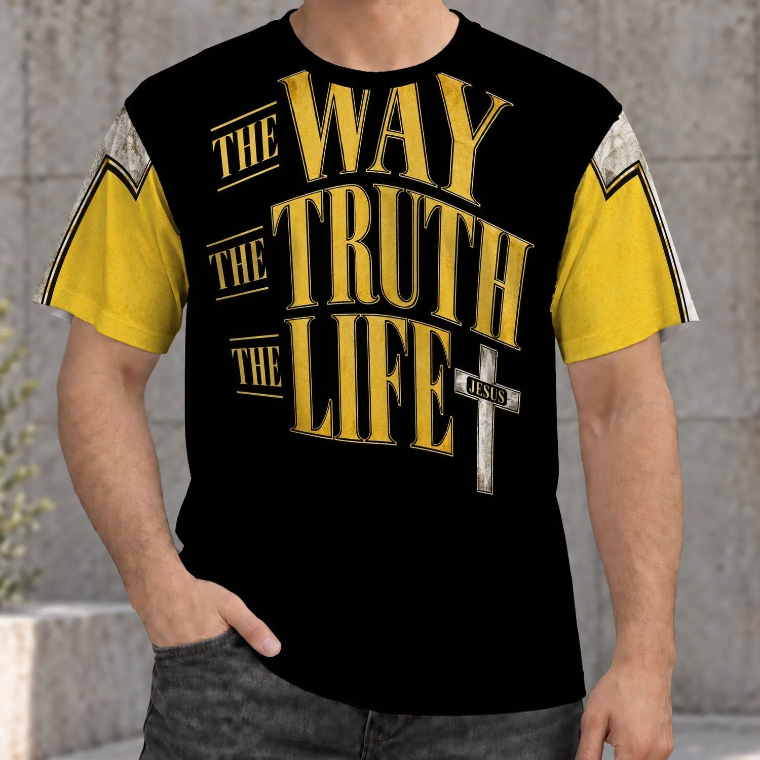 Faith Cross and Scripture Message for Church Worship and Everyday Streetwear All-over Print Unisex T-shirt - 1