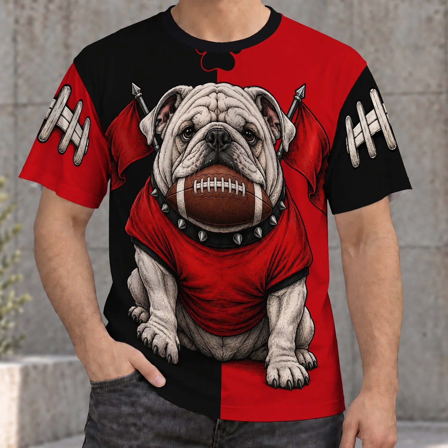 Bulldog Football Fan Spirit for Game Day, Tailgates, and Casual Weekend Wear All-over Print Unisex T-shirt - 1