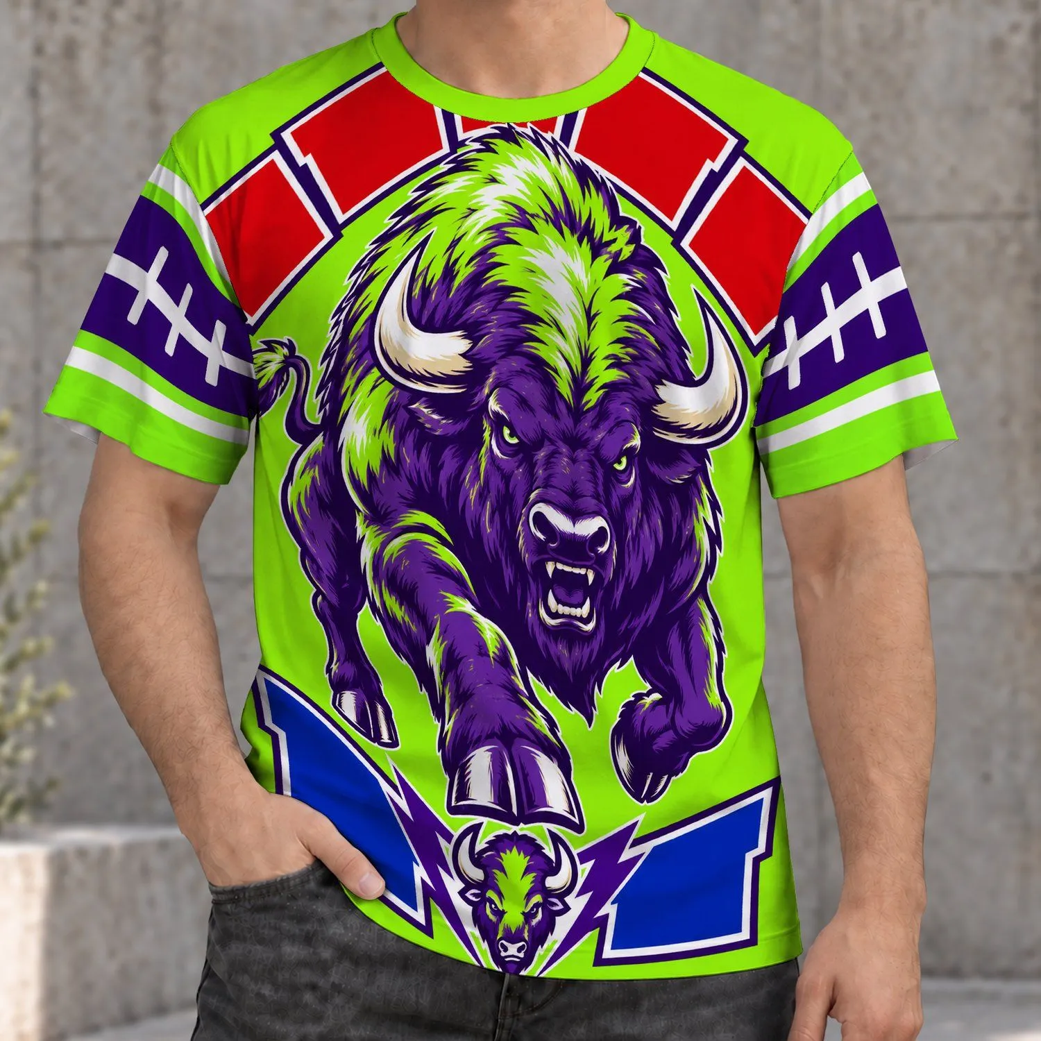 Charging Buffalo Football Spirit for Game Day and Tailgate Fans of All Ages All-over Print Unisex T-shirt - 1