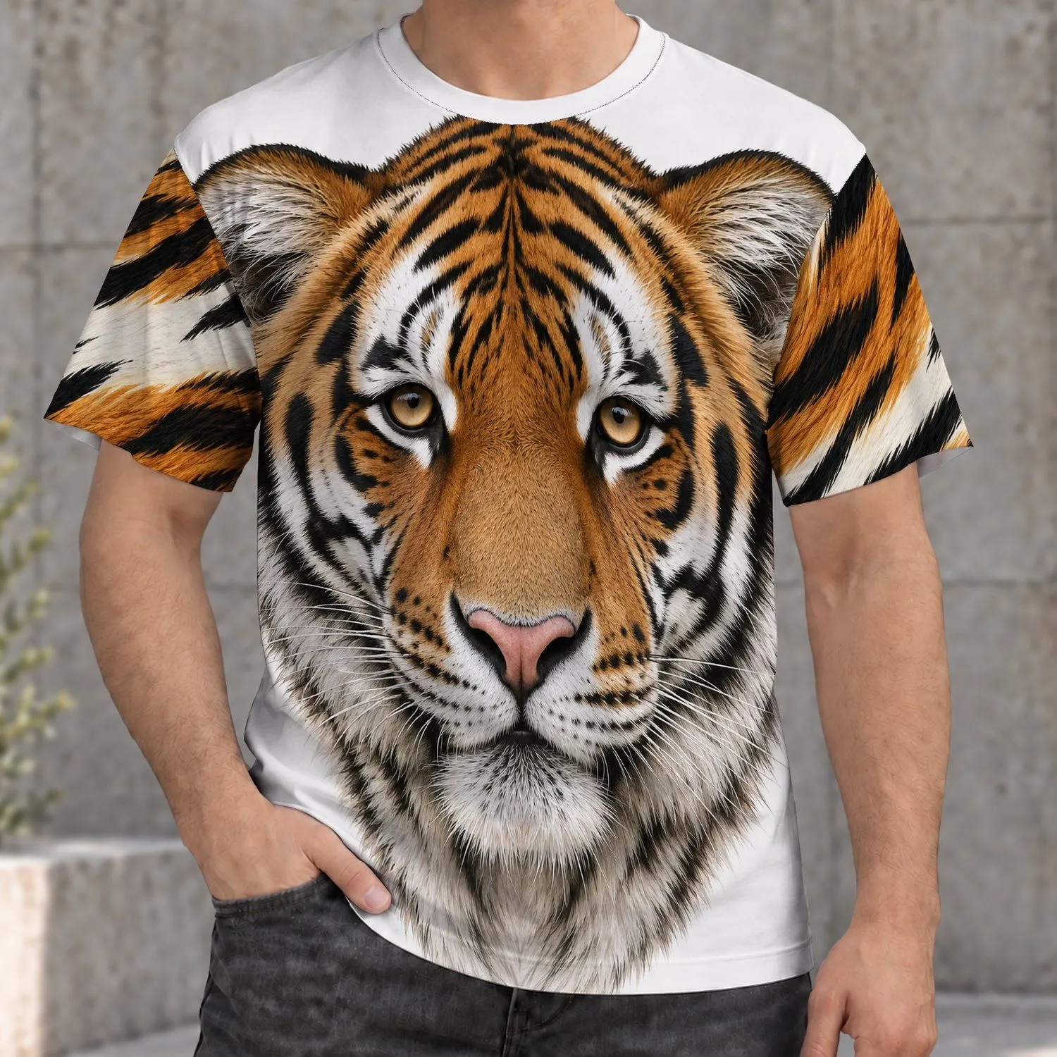 Realistic Tiger Face for Relaxed Everyday Style and Casual Weekend Wear All-over Print Unisex T-shirt - 1