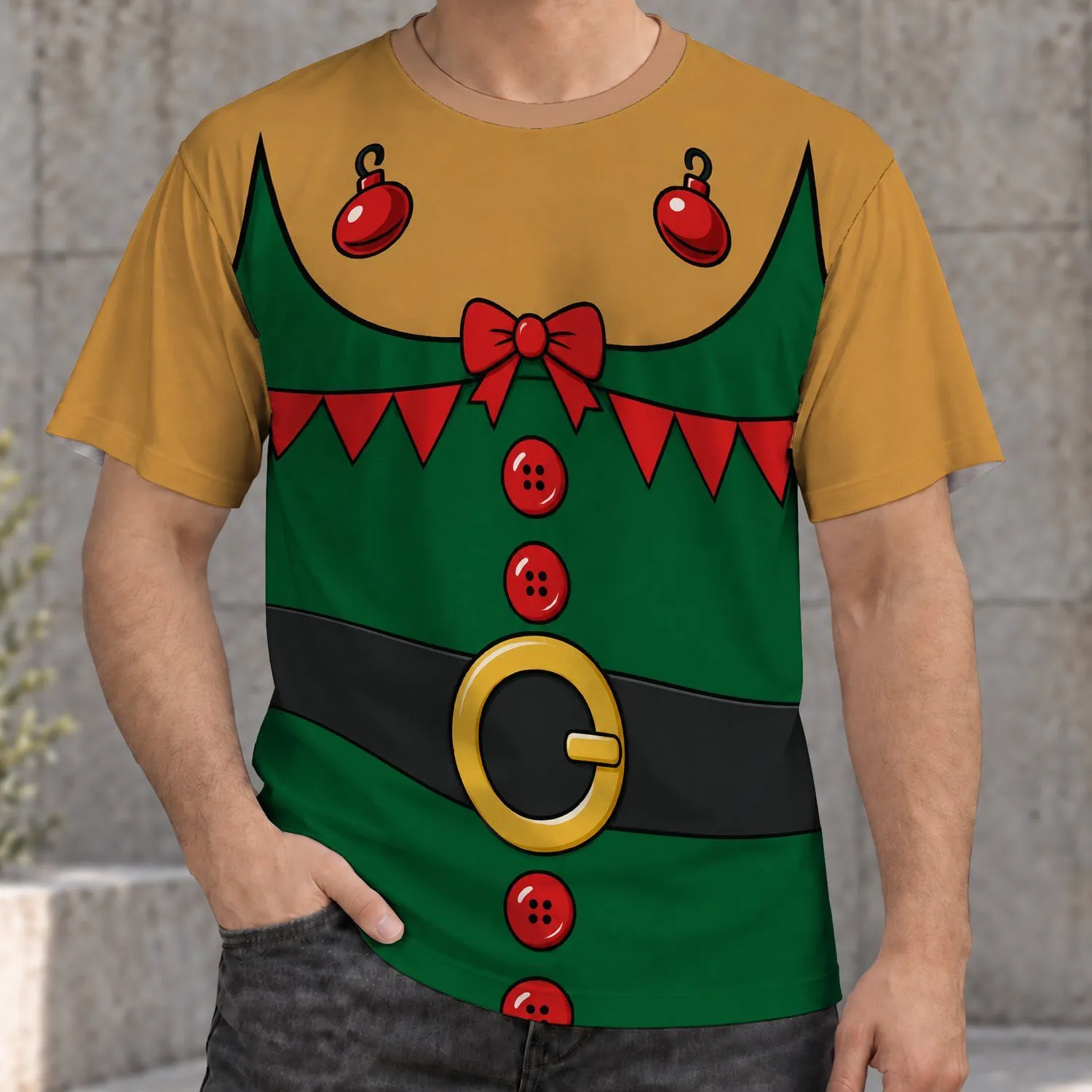 Elf Costume Details for Christmas Parties and Festive Holiday Gatherings for Men All-over Print Unisex T-shirt - 1