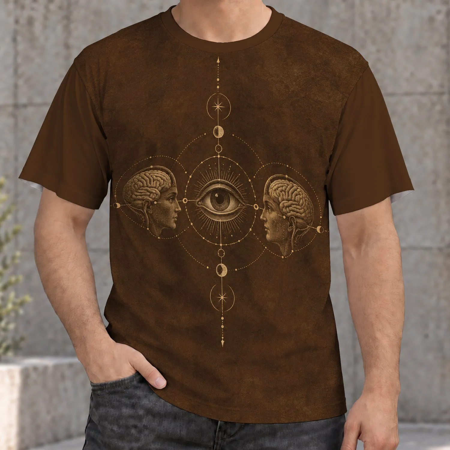 Mystical Third Eye And Twin Brain Profiles For Mindful Everyday Streetwear Gifts All-over Print Unisex T-shirt - 1