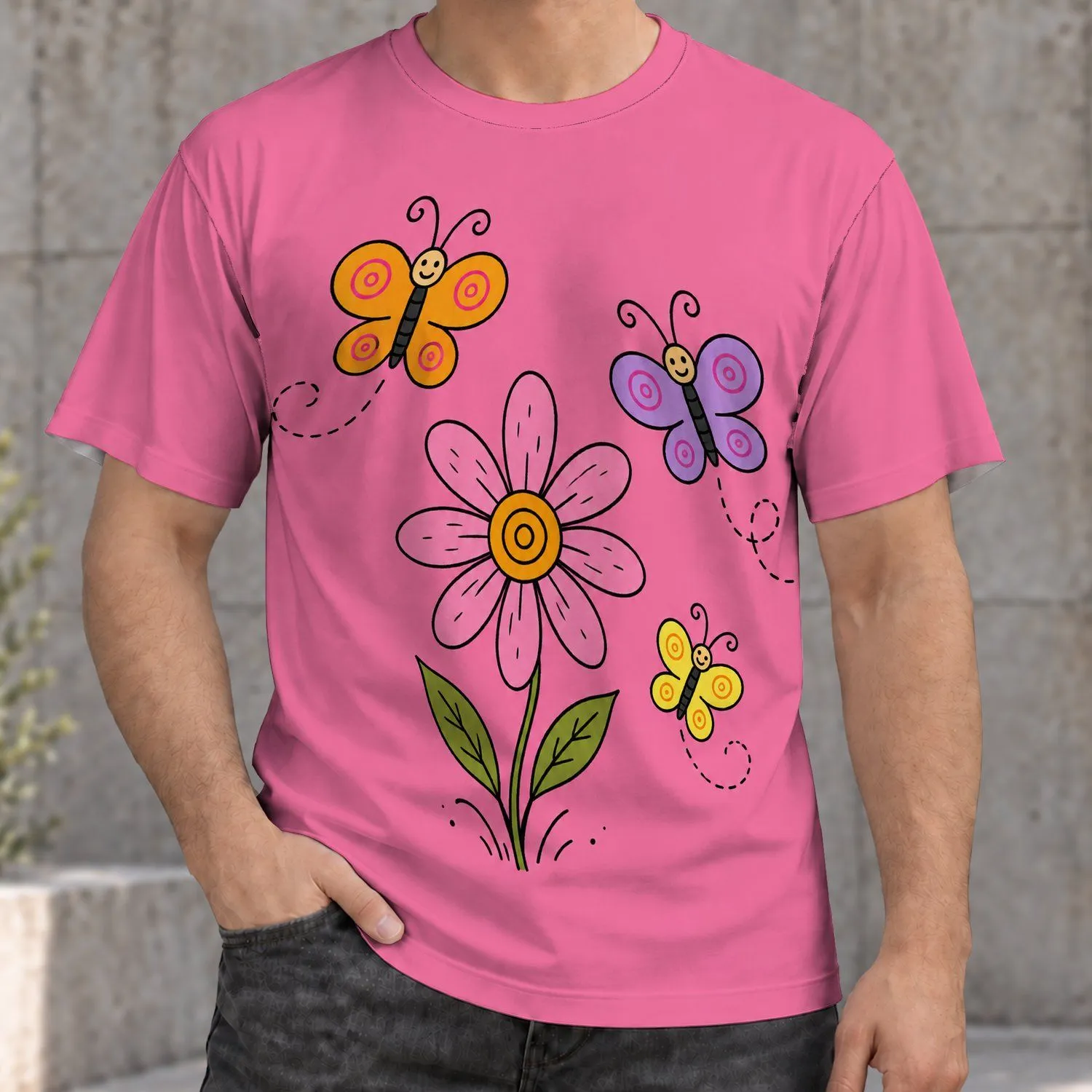 Whimsical Butterfly And Daisy Art For Spring Outings And Everyday Nature Lovers All-over Print Unisex T-shirt - 1