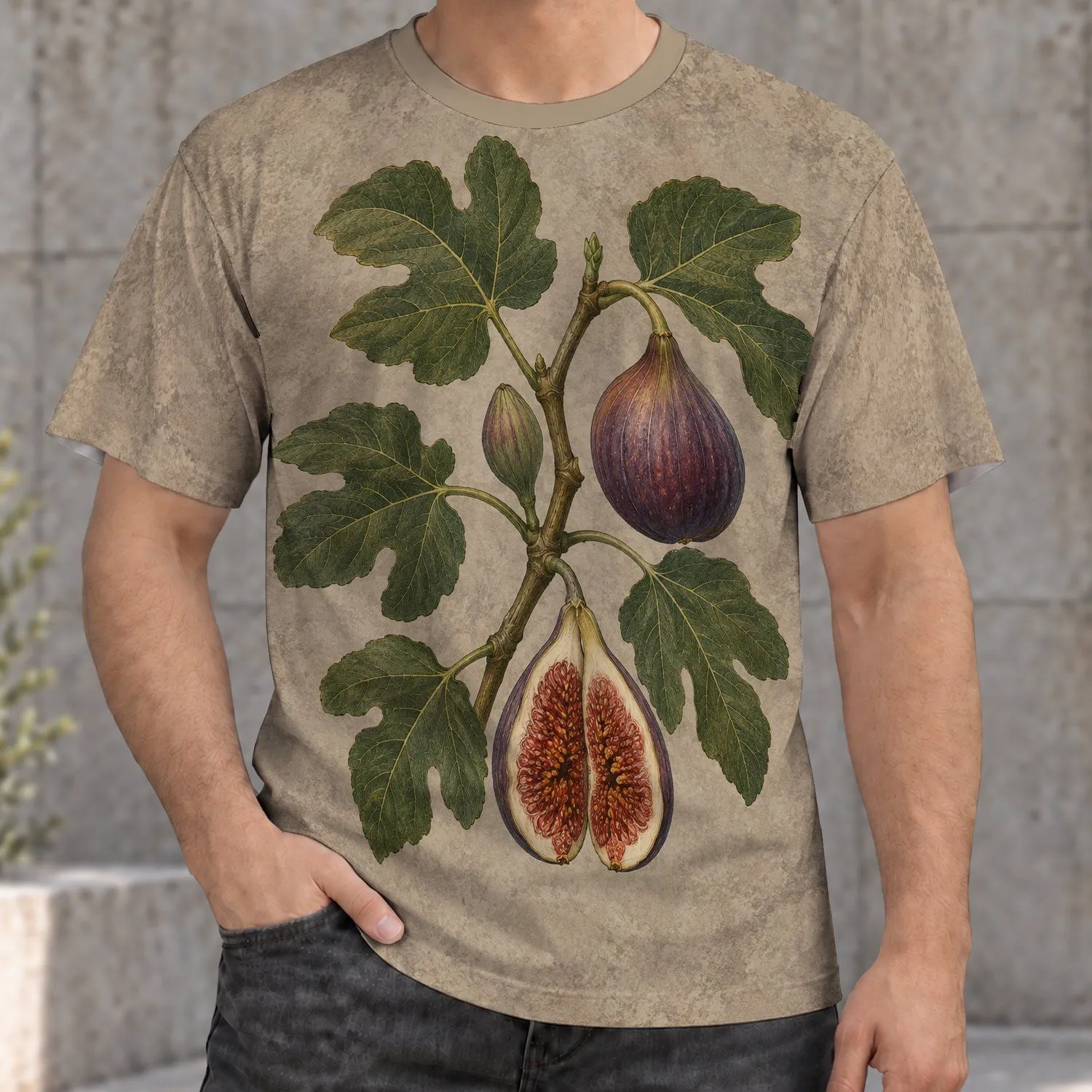 Botanical Fig Branch for Garden Walks and Weekend Style for Nature Lovers All-over Print Unisex T-shirt - 1