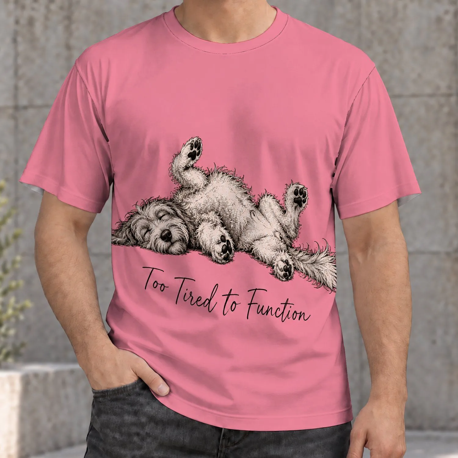 Sleepy Upside-Down Dog Humor for Cozy Days and Casual Weekends for Dog Lovers Everywhere All-over Print Unisex T-shirt - 1