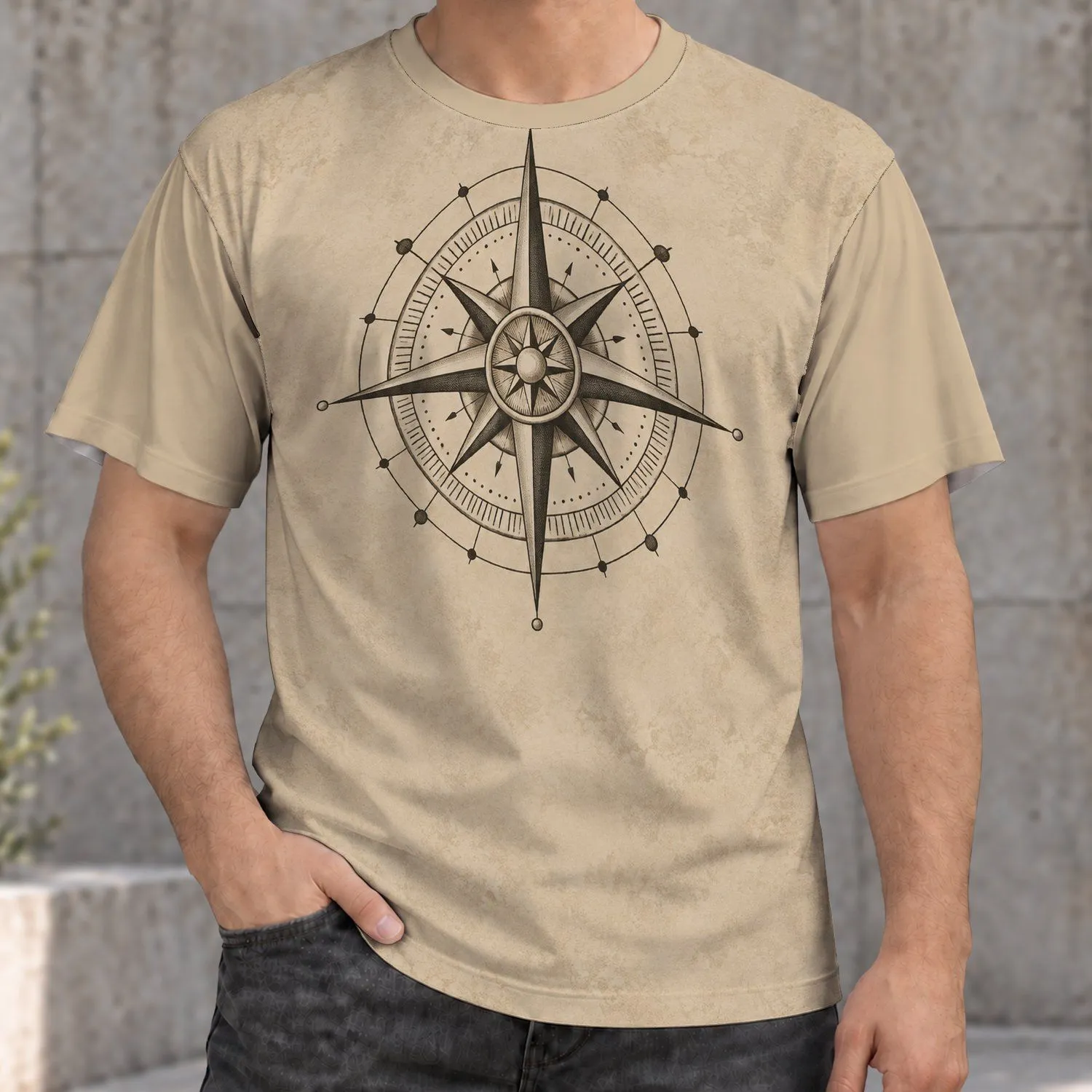 Vintage Compass Rose for Hiking Adventures and Outdoor Exploration Unisex Everyday Style All-over Print Unisex T-shirt - 1