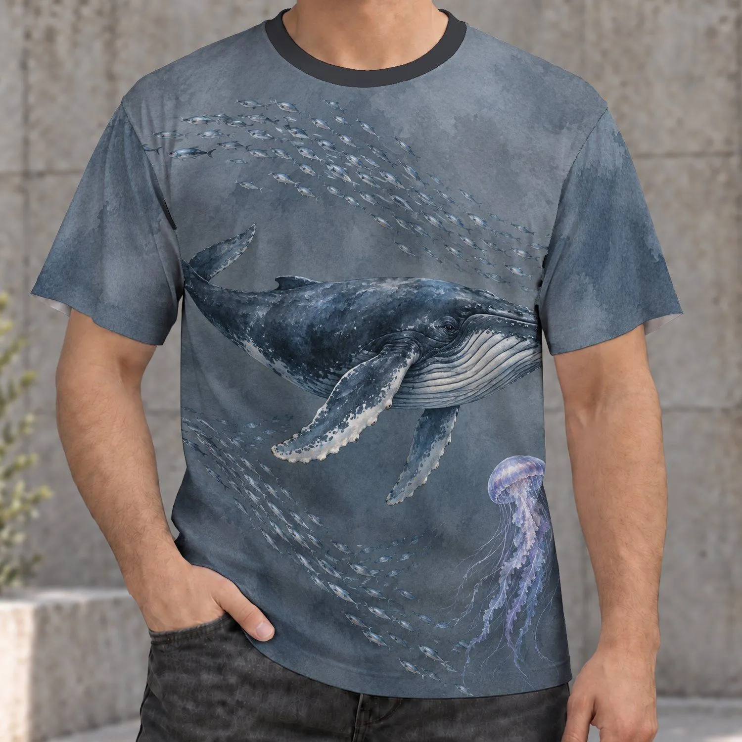 Whale And Jellyfish Ocean Life For Coastal Adventures And Everyday Wear Unisex Gift All-over Print Unisex T-shirt - 1