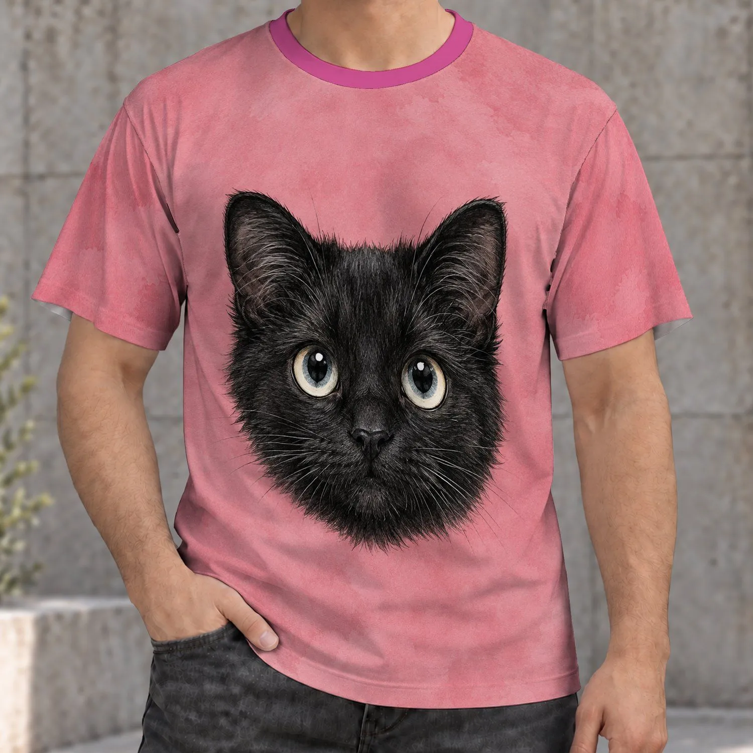 Black Cat Face for Everyday Streetwear and Casual Weekend Style for Cat Lovers All-over Print Unisex T-shirt - 1