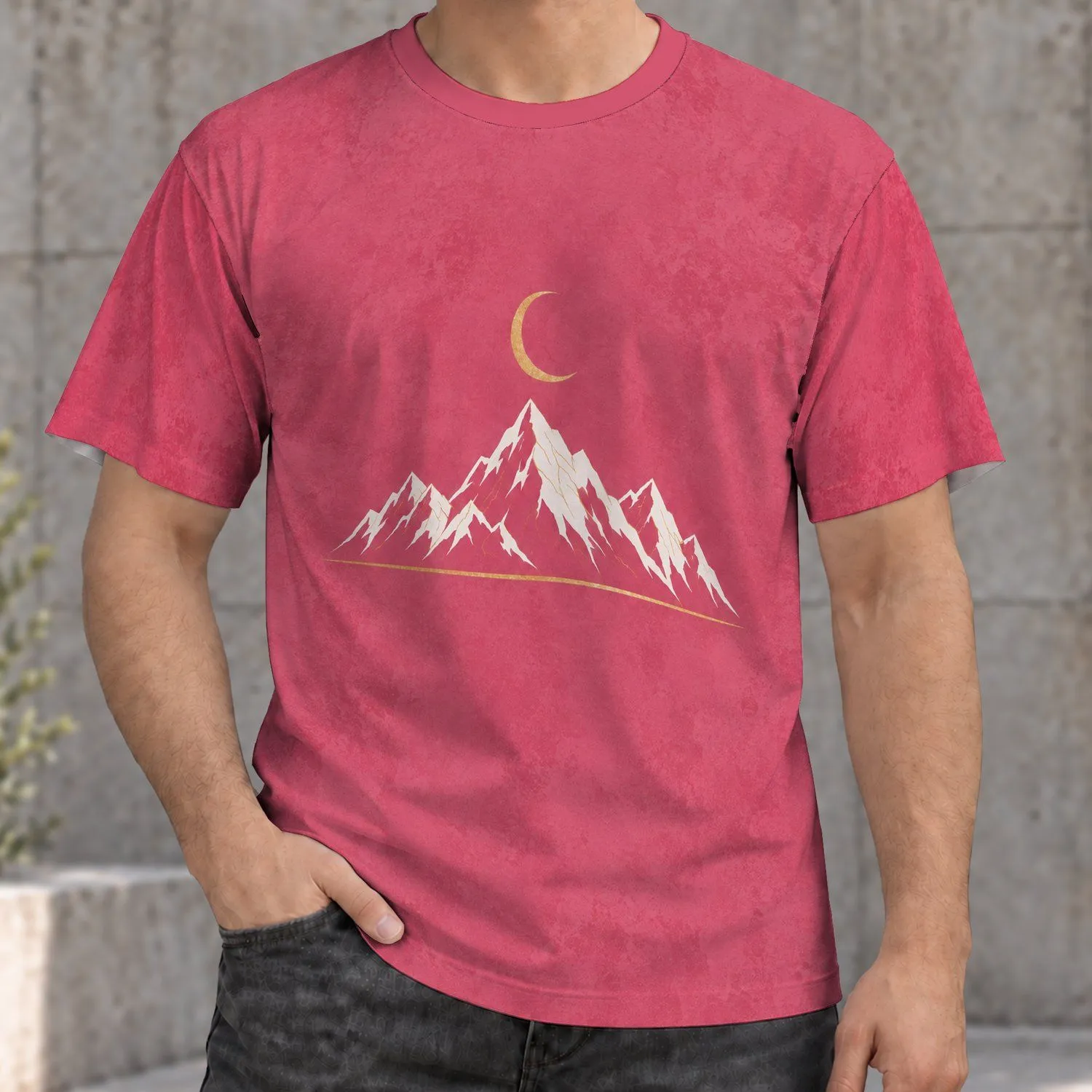 Crescent Moon Mountain Peaks for Casual Outdoor Adventures and Everyday Wear All-over Print Unisex T-shirt - 1
