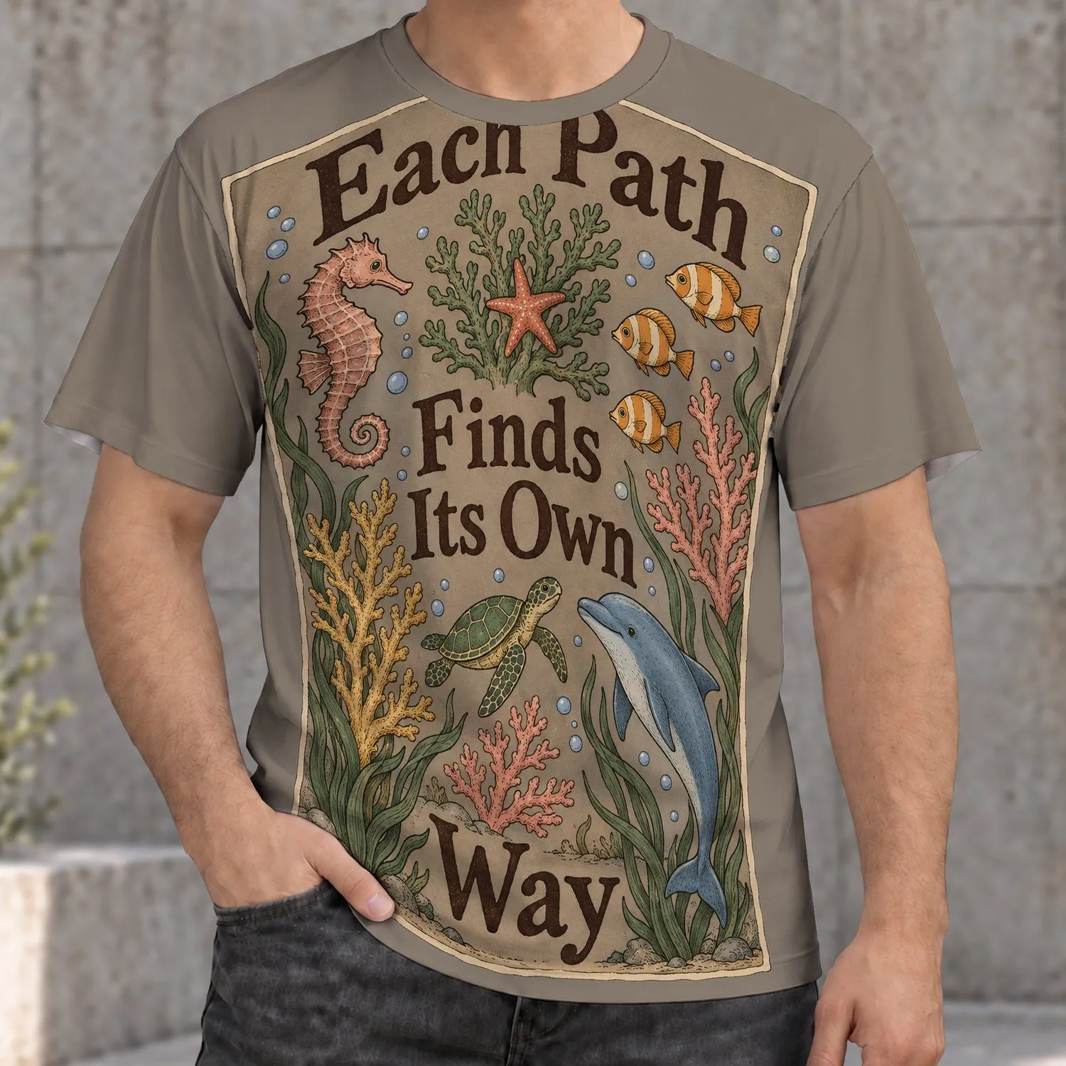Ocean Life Sea Creatures for Beach Travel, Coastal Days and Everyday Unisex Style All-over Print Unisex T-shirt - 1
