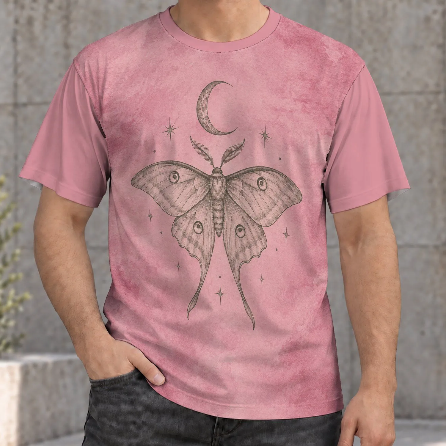 Crescent Moon And Moth For Dreamy Nights And Everyday Bohemian Style All-over Print Unisex T-shirt - 1
