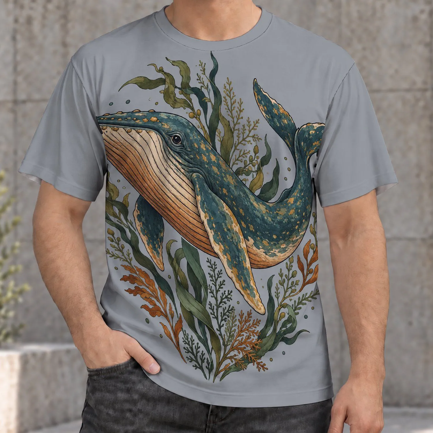 Whale And Seaweed Art For Ocean Lovers, Coastal Adventures And Casual Days All-over Print Unisex T-shirt - 1