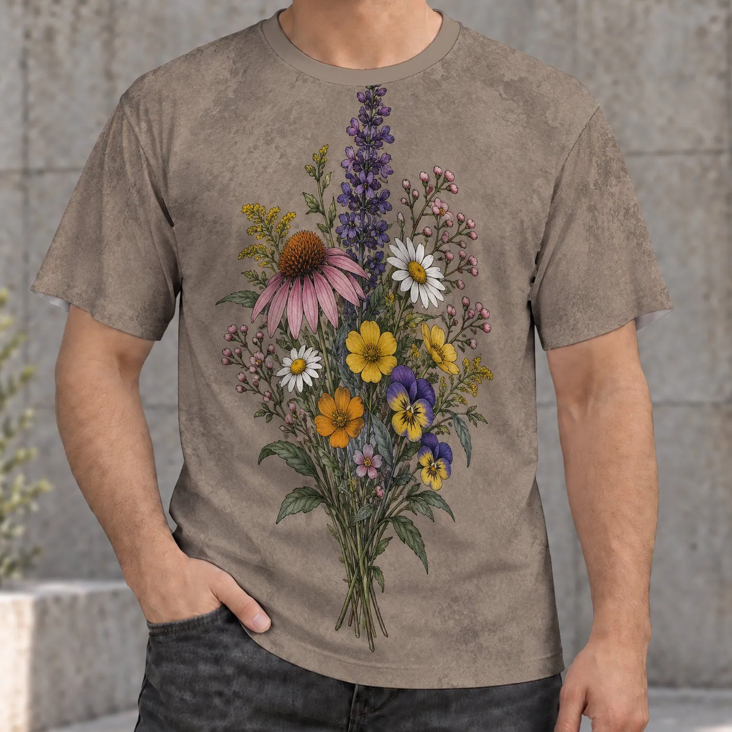 Wildflower Bouquet Botanical Blooms for Casual Outings and Nature-Loving Friends All-over Print Unisex T-shirt - 1