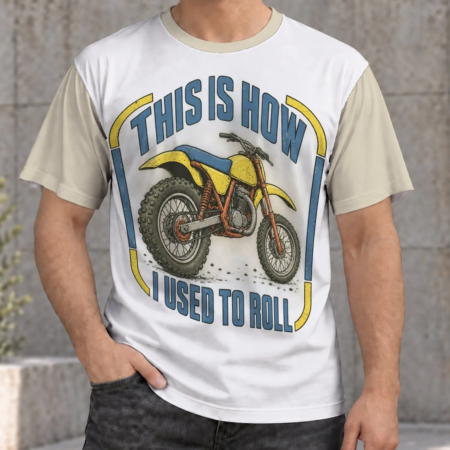 Vintage Dirt Bike Badge for Casual Riding and Weekend Road Trips All-over Print Unisex T-shirt - 1
