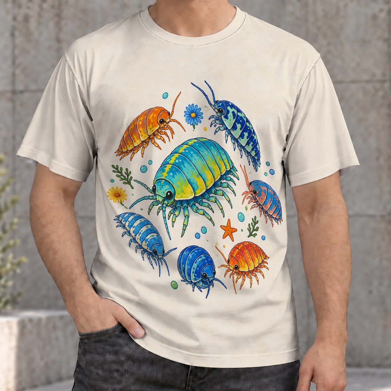 Colorful Isopod Invertebrates for Nature Lovers, Casual Outdoor Style for Teens All-over Print Unisex T-shirt - 1