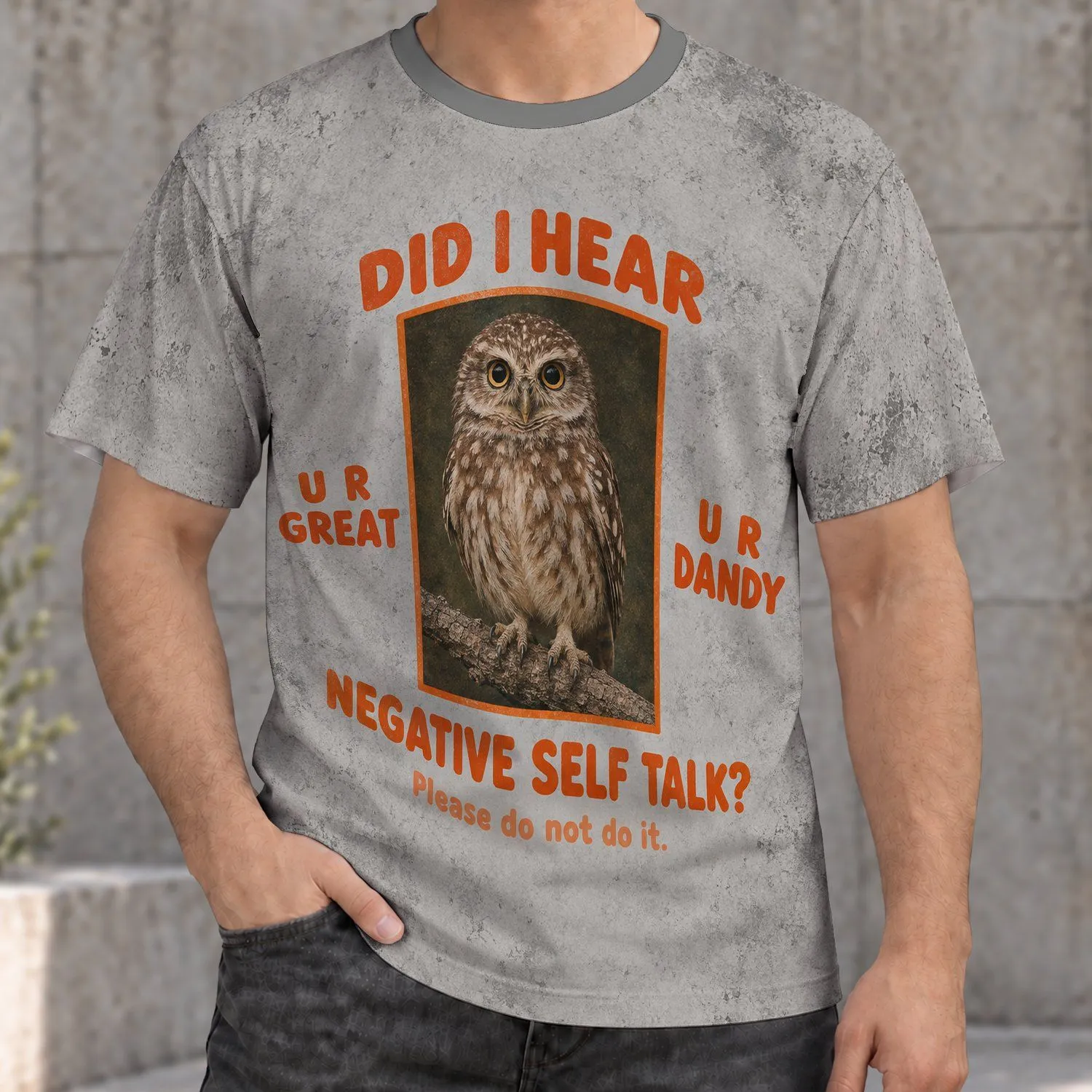 Owl Encouragement Quote for Everyday Positivity and Self-Care for Teens and Adults All-over Print Unisex T-shirt - 1