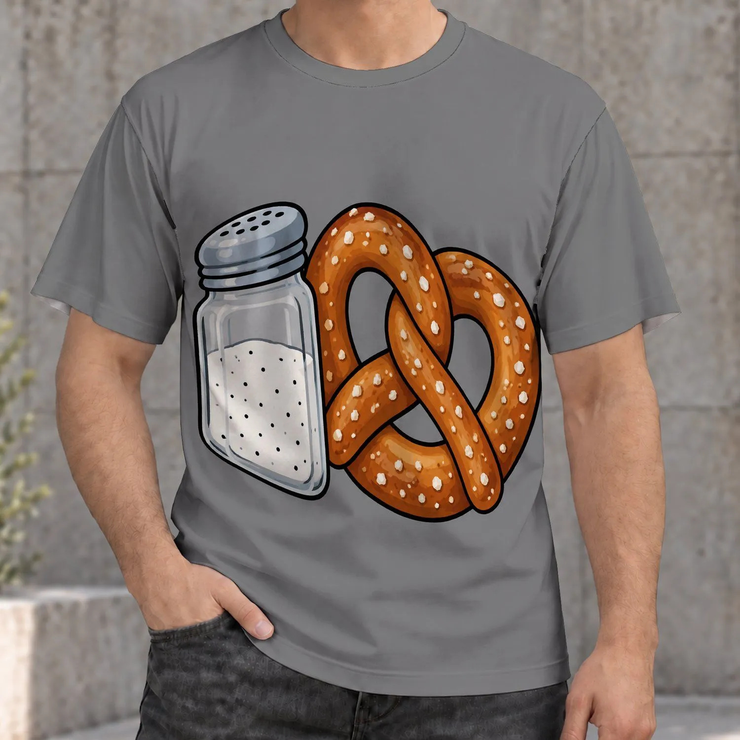 Salt Shaker And Pretzel Duo For Casual Days And Snack Lovers All-over Print Unisex T-shirt - 1