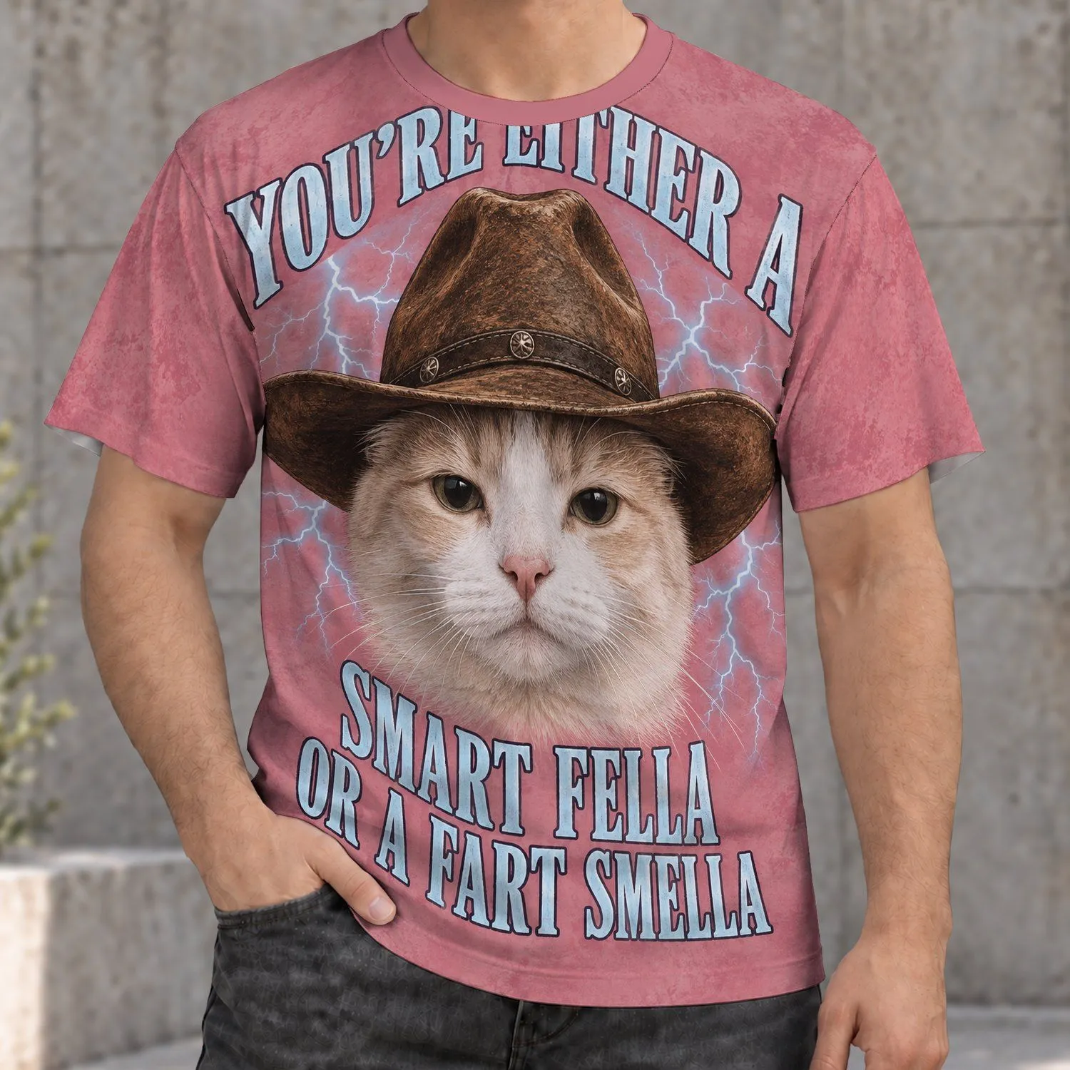 Cowboy Hat Cat Humor for Casual Outings and Everyday Wear, a Fun Gift for Cat Lovers All-over Print Unisex T-shirt - 1