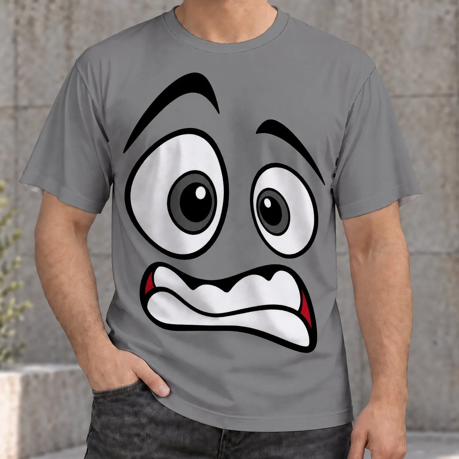 Angry Cartoon Face With Crooked Grin for Bold Everyday Street Style All-over Print Unisex T-shirt - 1
