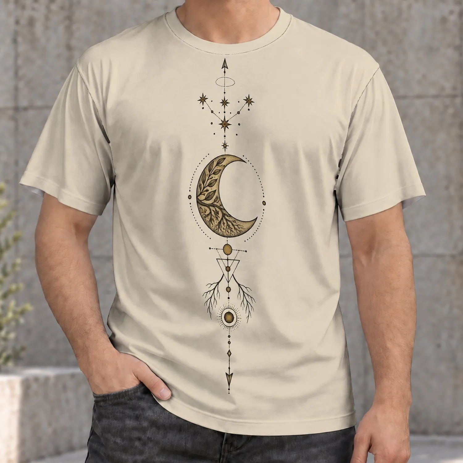 Crescent Moon Celestial Totem for Everyday Bohemian Style and Outdoor Wear Unisex All-over Print Unisex T-shirt - 1