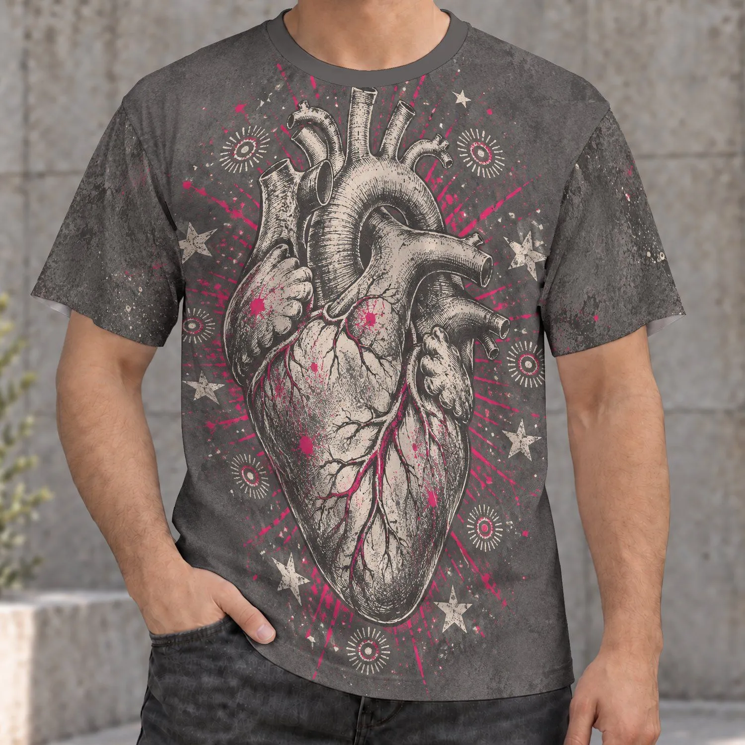 Anatomical Heart With Starbursts For Alternative Everyday Style And Creative Souls All-over Print Unisex T-shirt - 1