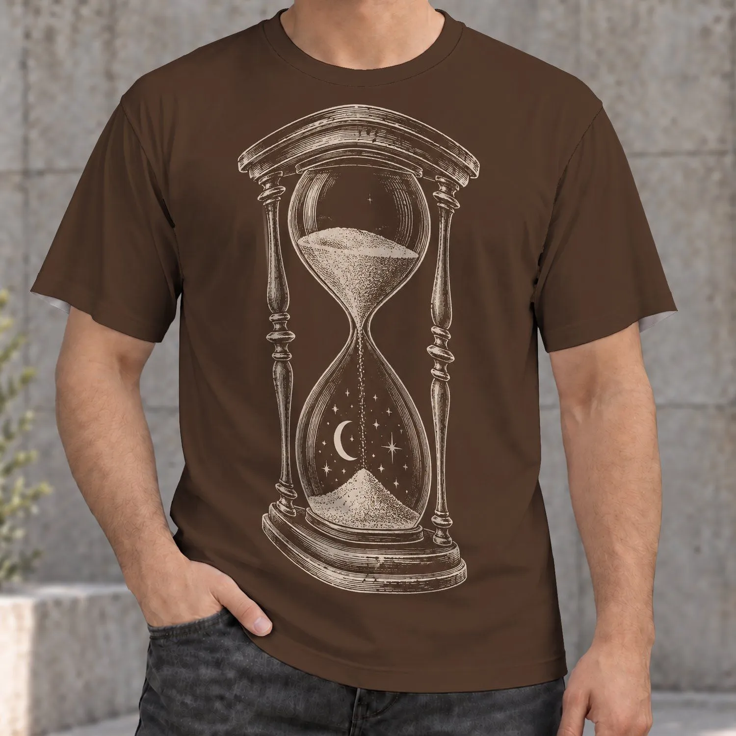 Celestial Hourglass With Moon And Stars For Everyday Casual Style And Night Sky Lovers All-over Print Unisex T-shirt - 1