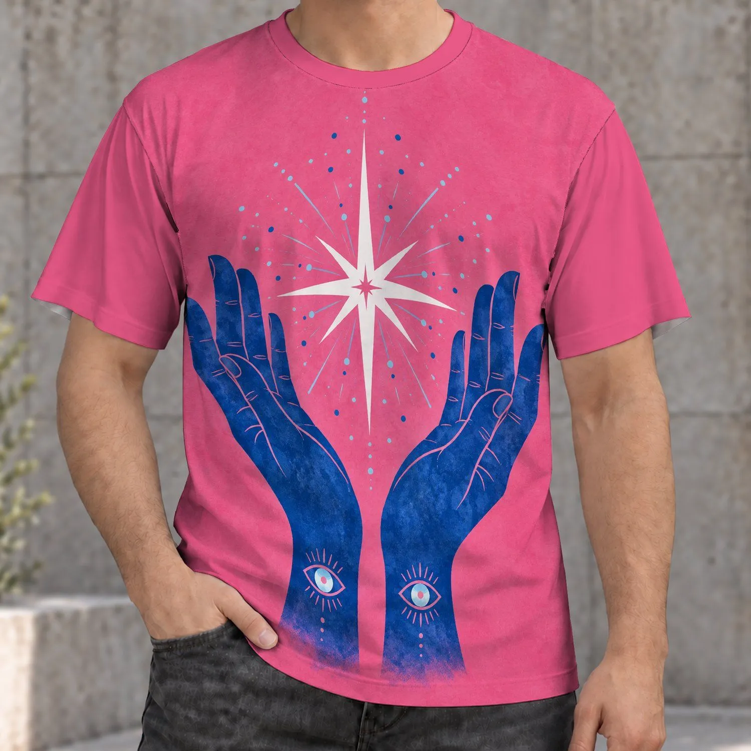 Mystic Hands Holding Starburst for Everyday Wear and Creative Casual Style for All Ages All-over Print Unisex T-shirt - 1
