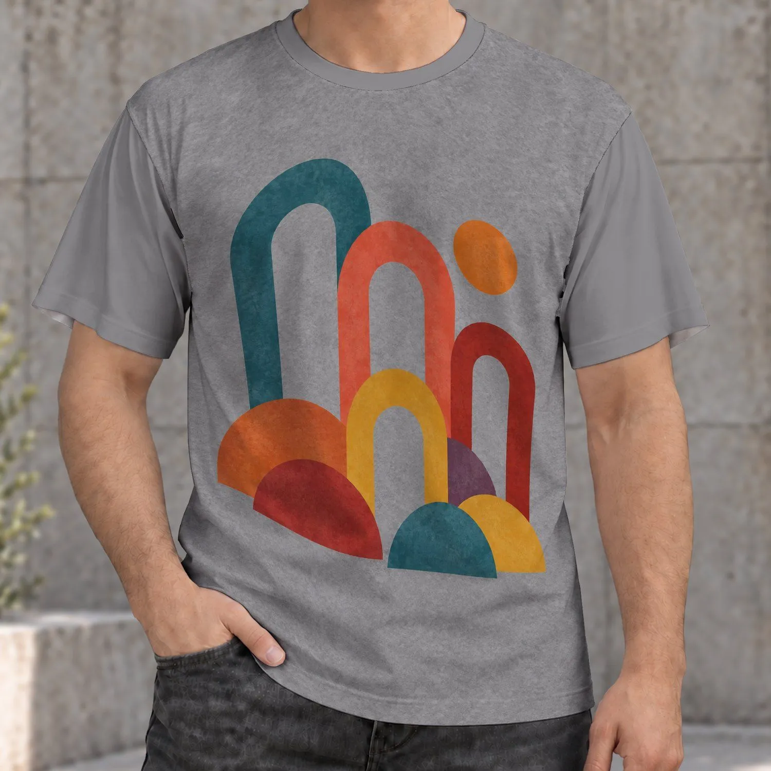 Retro Geometric Arches for Everyday Casual Style and Creative Streetwear Fans All-over Print Unisex T-shirt - 1