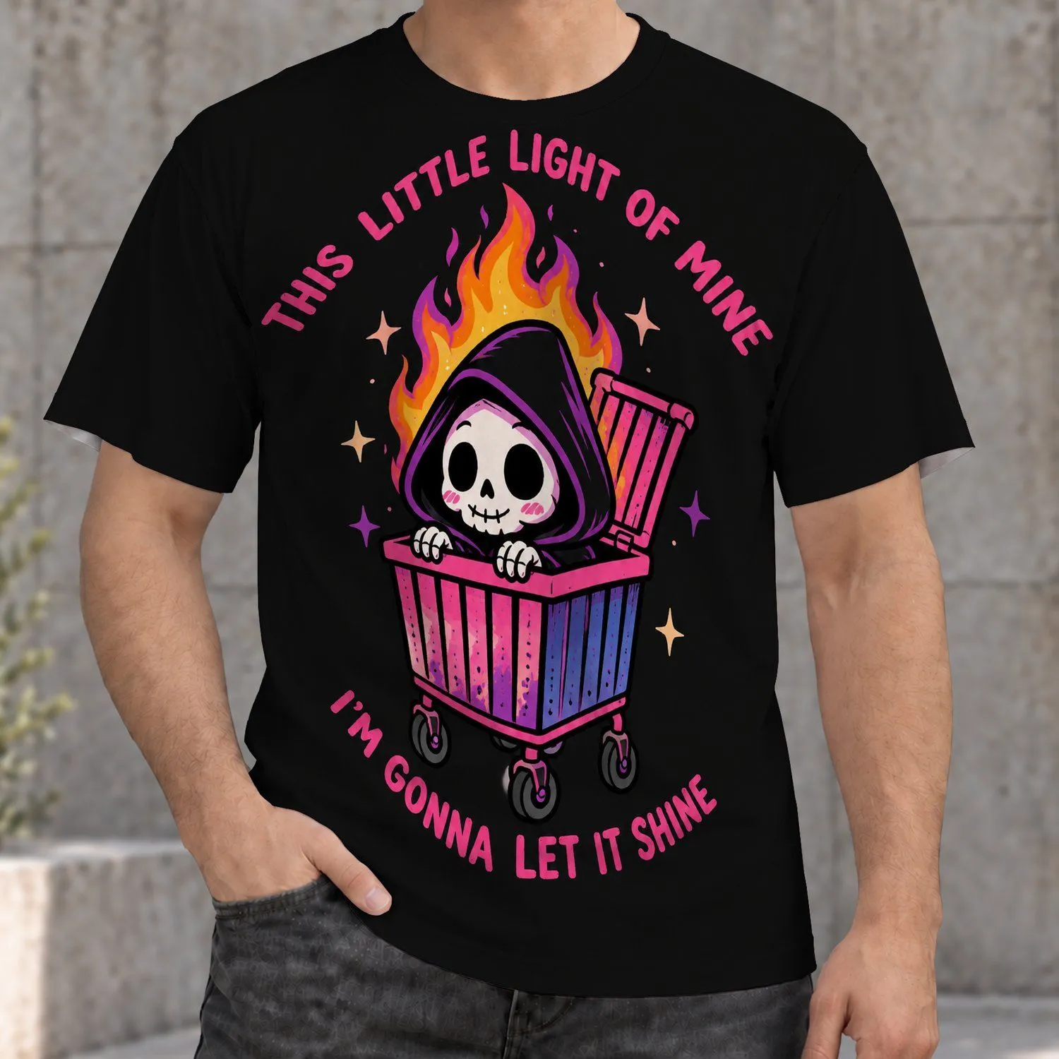 Cute Grim Reaper Shopping Cart Art for Everyday Casual Wear and Gifts for Teens All-over Print Unisex T-shirt - 1