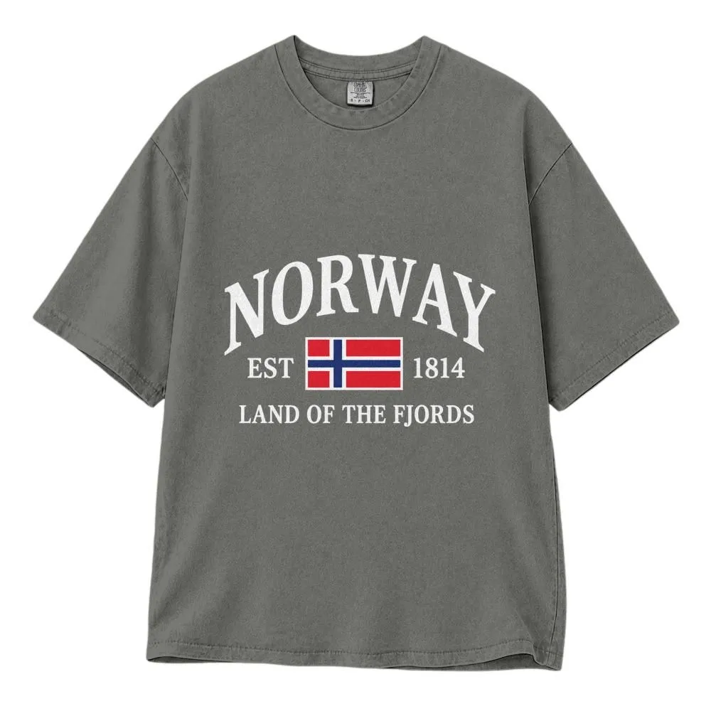 Norway Sweater Shirt, Embroidered Norway Souvenir Gift with Flag, Land of the Fjords Tee, Hoodie, Sweatshirt - 1