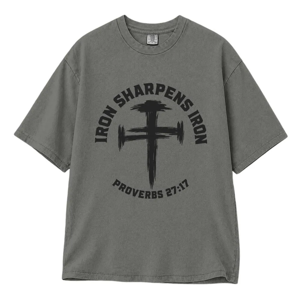 Iron Sharpens Iron Men's Christian Shirt, Proverbs 27:17 Faith Streetwear, Tee, Hoodie, Sweatshirt - 1