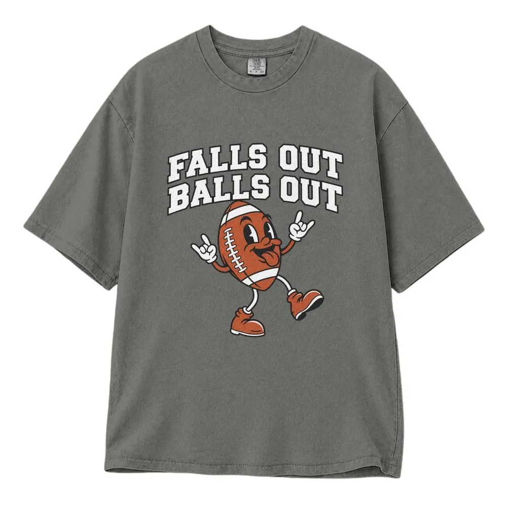 Falls Out Balls Out Football Shirt, Funny Fall Game Day Tee, Hoodie, Sweatshirt - 1