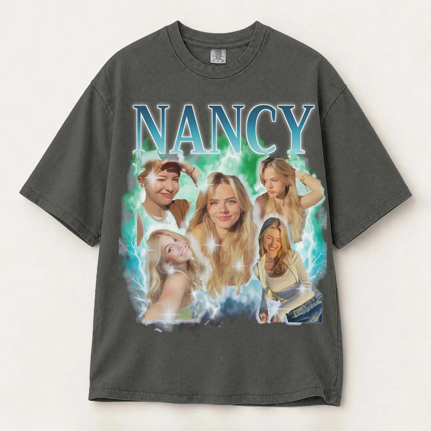 Personalized Bootleg Tee – Custom Photos & Name, Vintage 90s Lightning Graphic Birthday Gift - 1